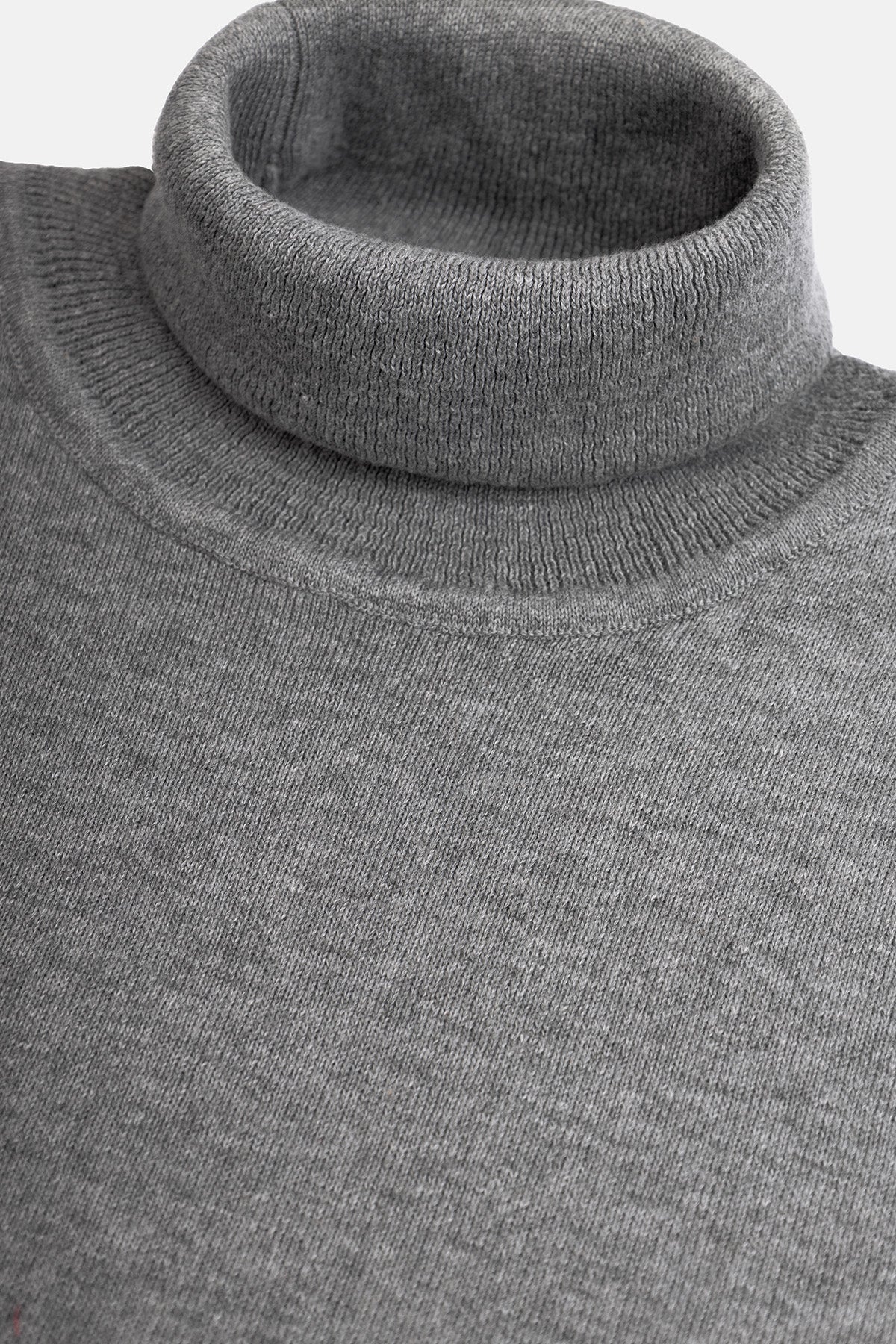 Solid Gray High-Neck Pullover - 2