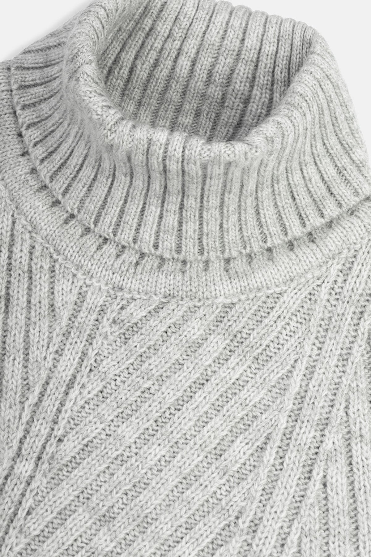 Jacquard Light Gray High-Neck Pullover - 2