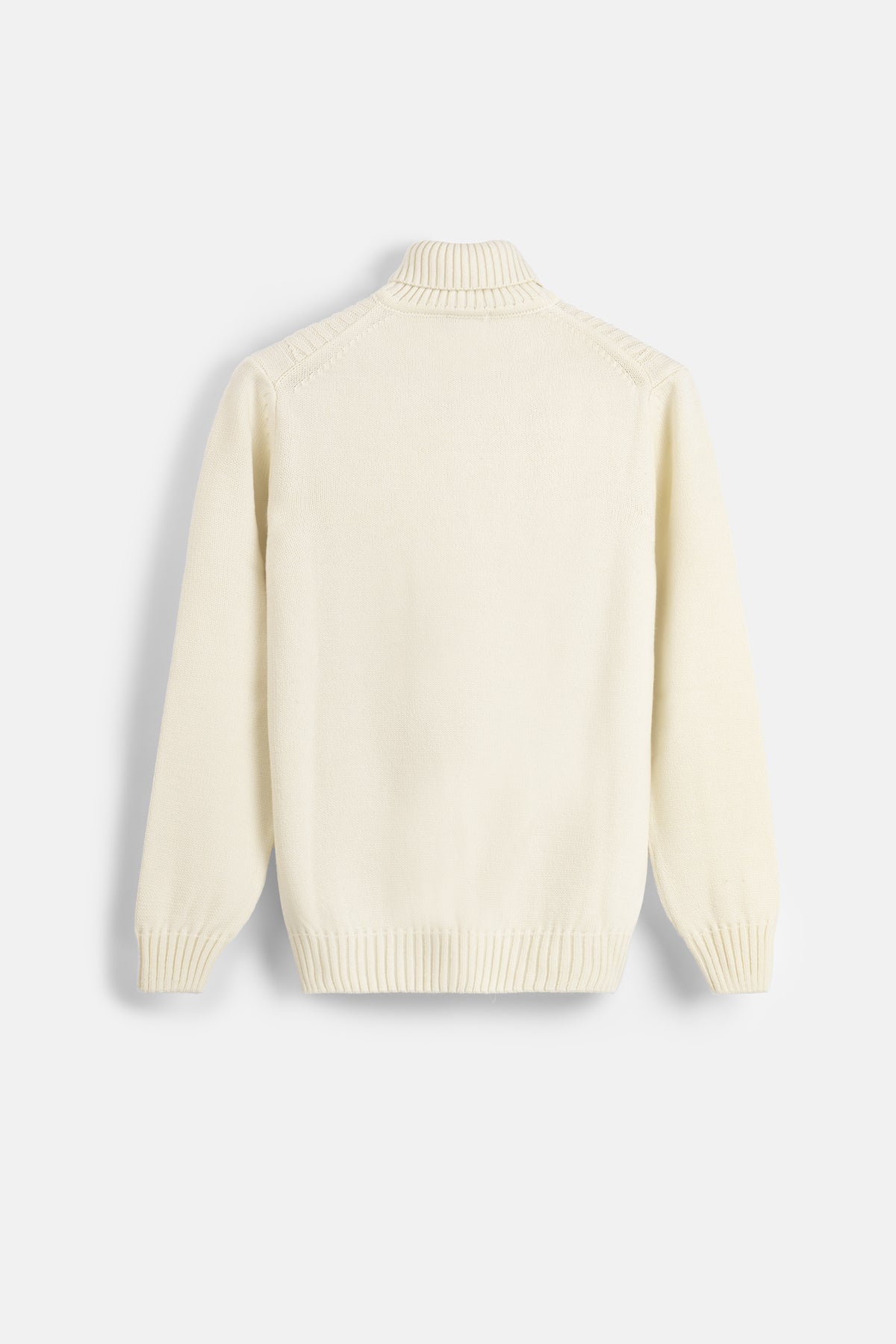 Jacquard Off-White High-Neck Pullover - 4