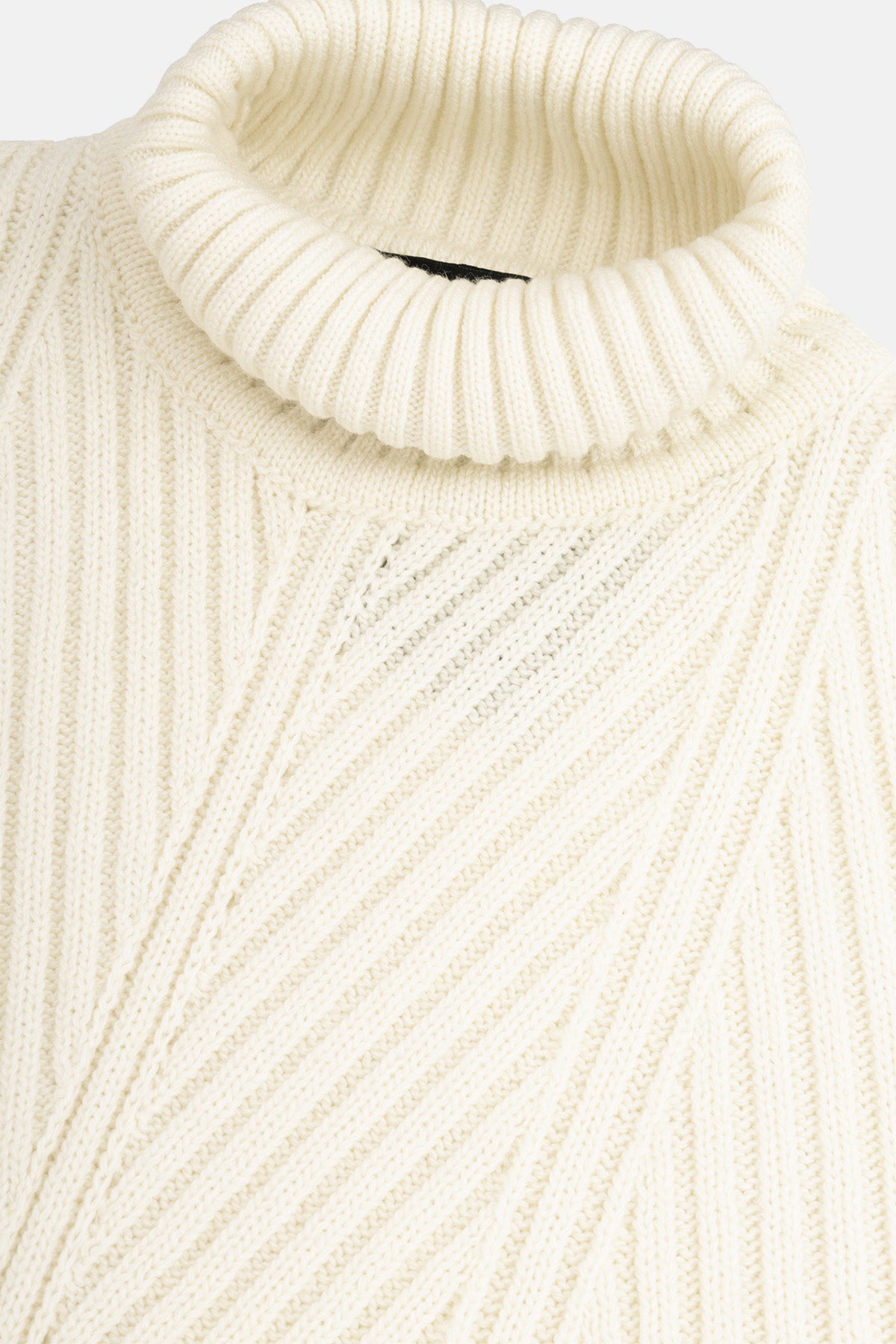 Jacquard Off-White High-Neck Pullover - 3