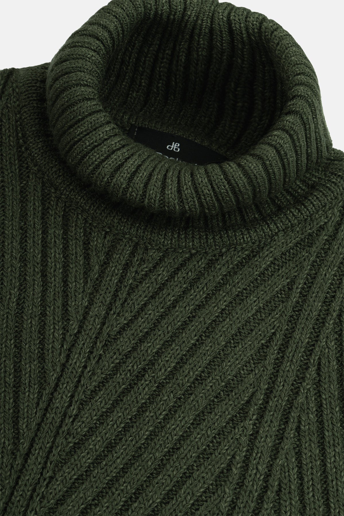 Jacquard Black Olive Green High-Neck Pullover - 3