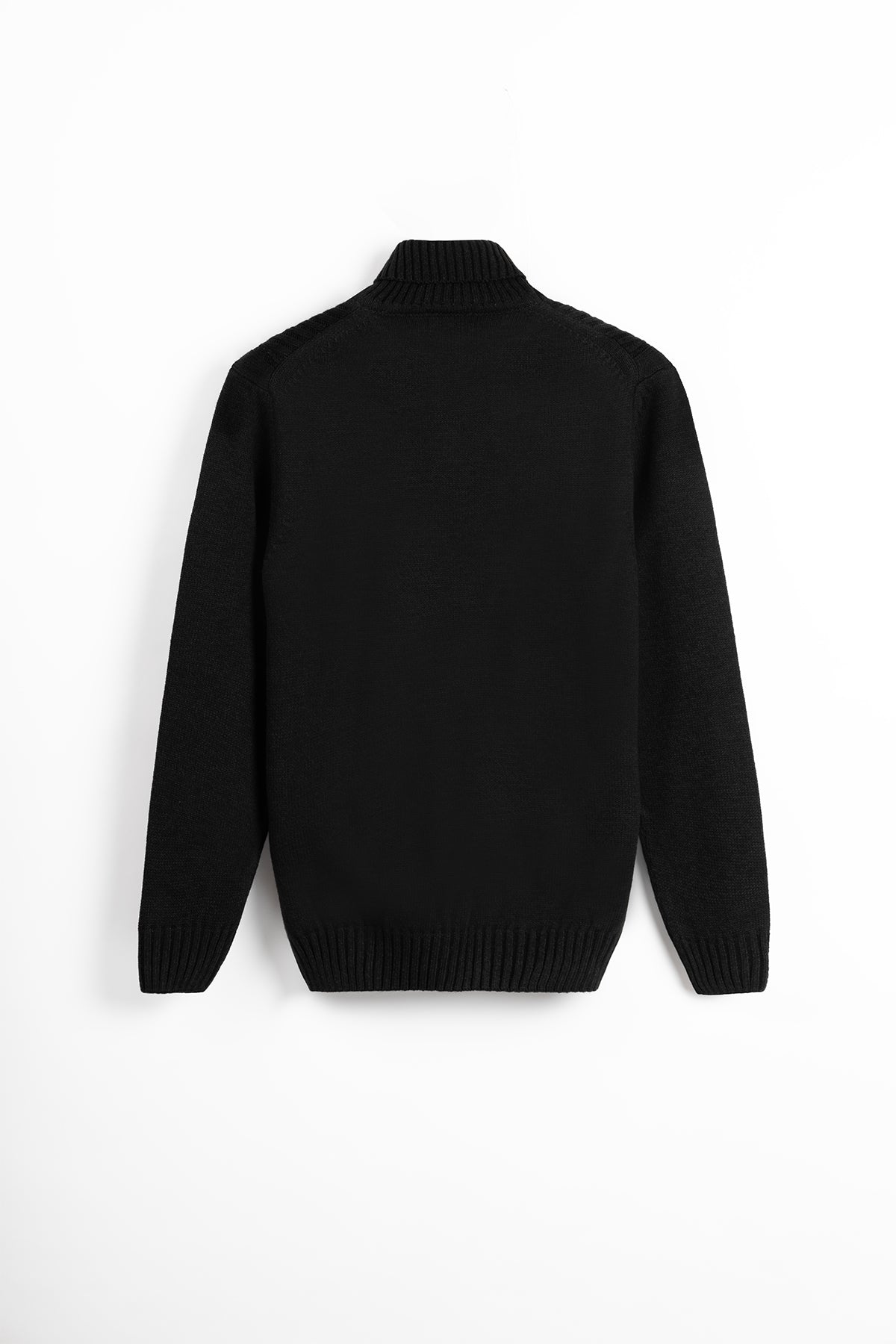 Jacquard Black High-Neck Pullover - 4
