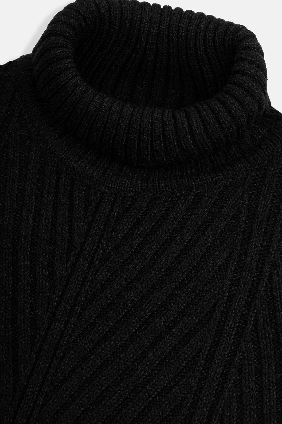 Jacquard Black High-Neck Pullover - 2