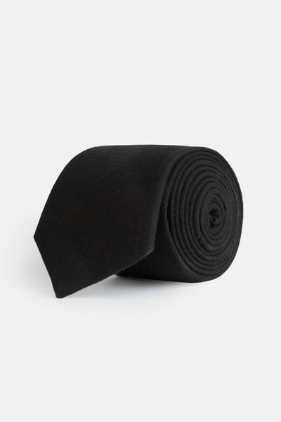 Knitted Black Necktie With Handkerchief
