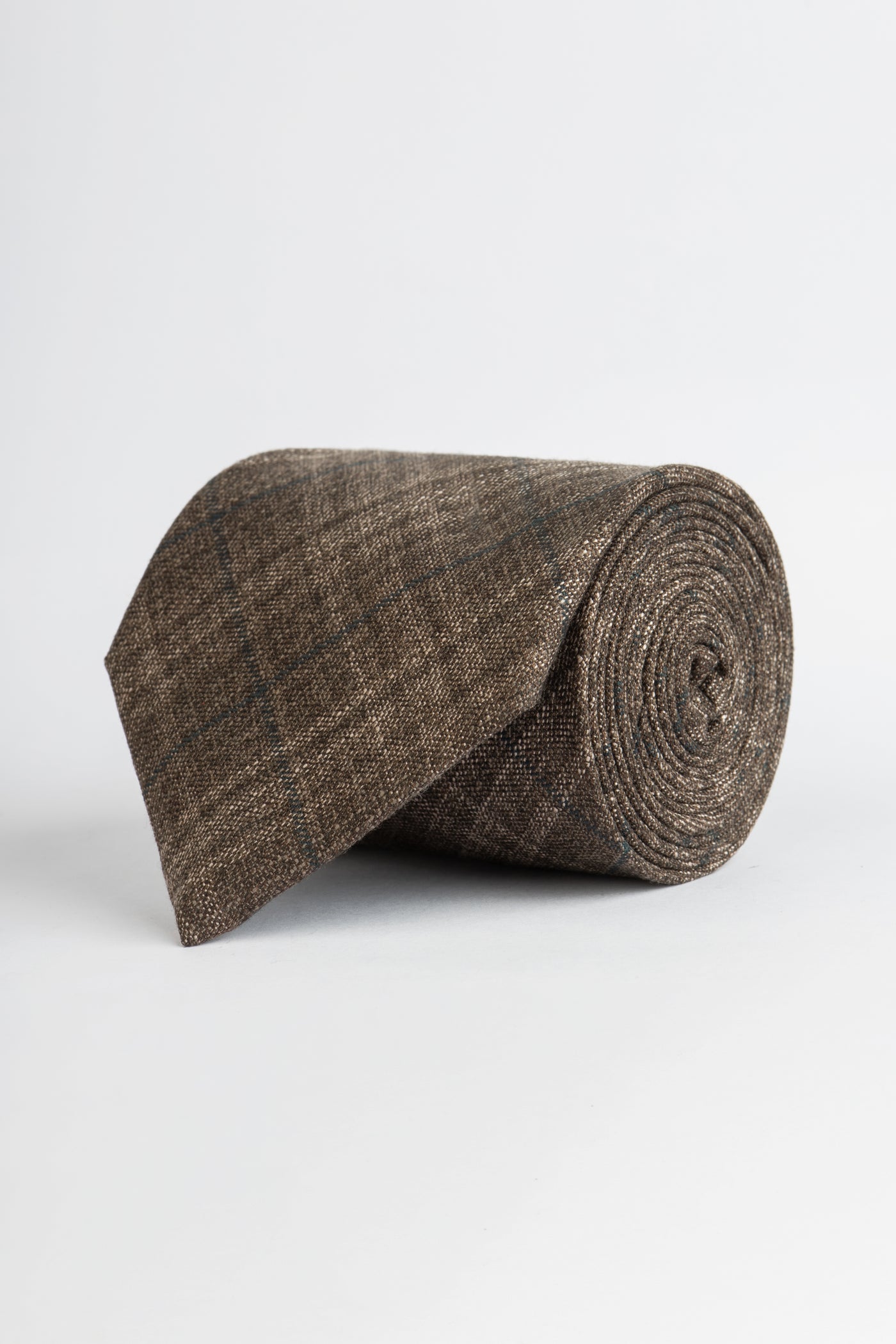 Knitted Brown & Beige Necktie With Handkerchief