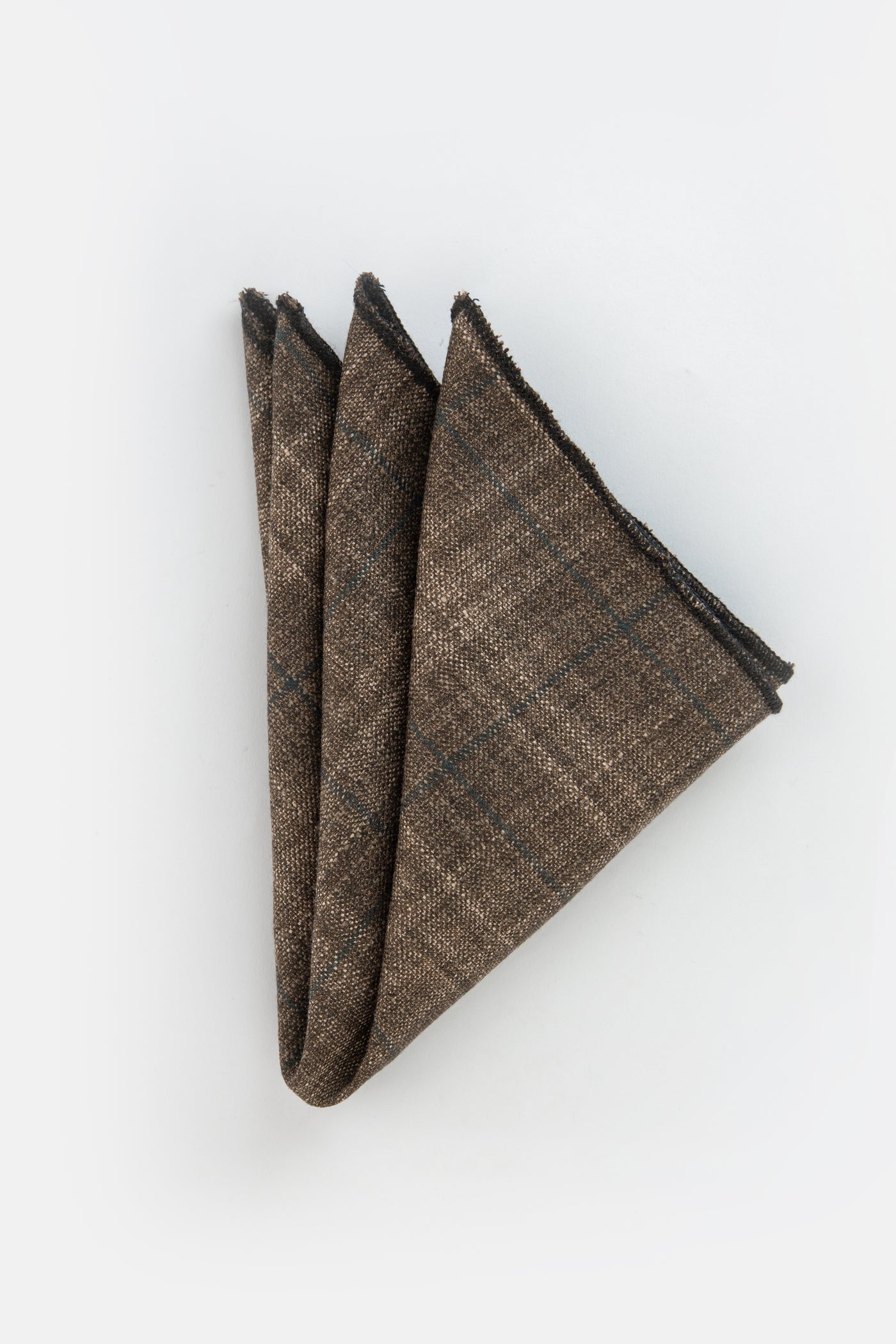 Knitted Brown & Beige Necktie With Handkerchief