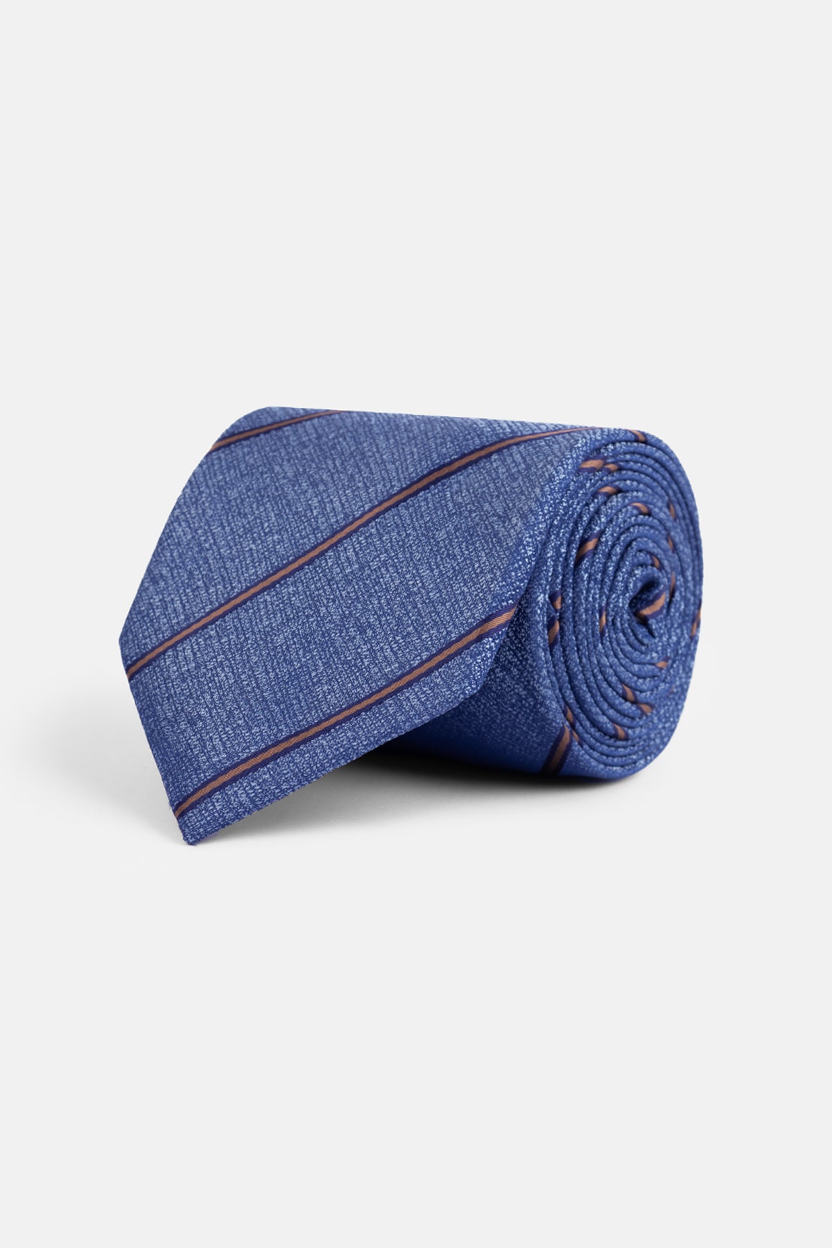 Striped Blue Tie Necktie with Handkerchief - 1