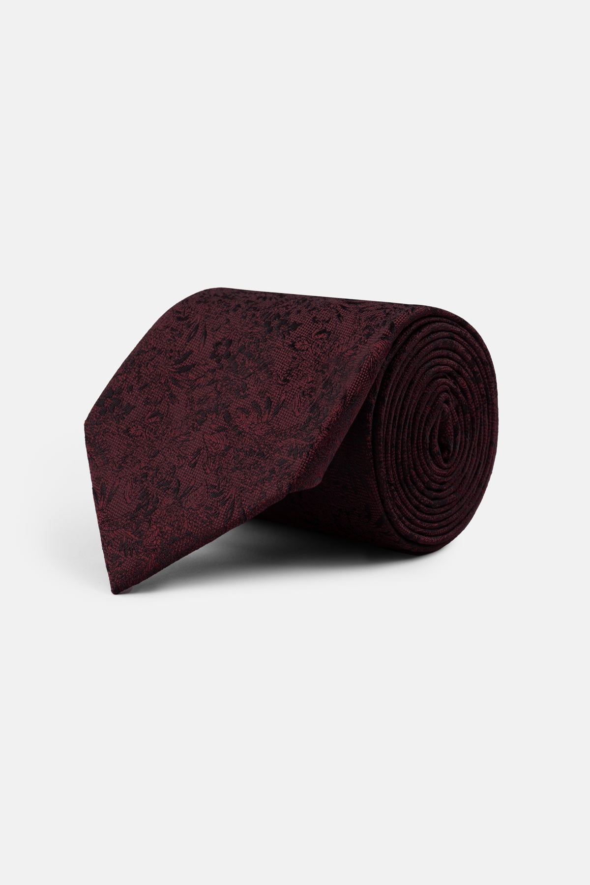 Jacquard Dark Red Tie Necktie with Handkerchief - 1