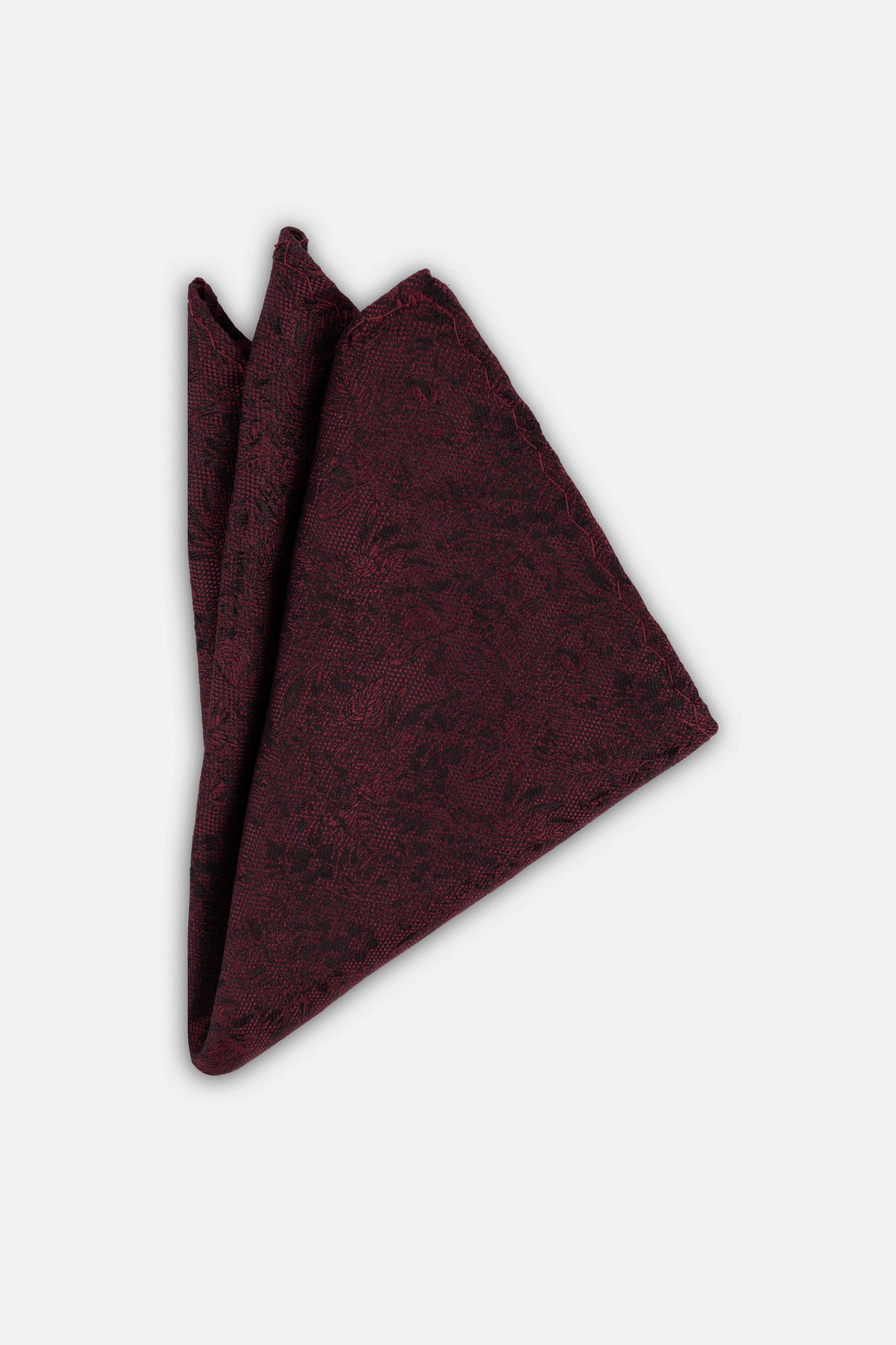 Jacquard Dark Red Tie Necktie with Handkerchief