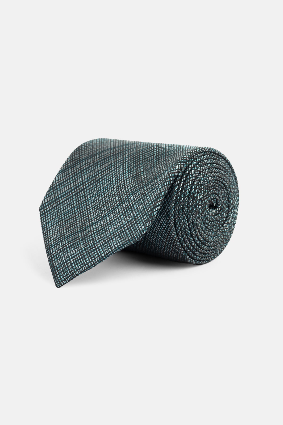 Jacquard Turquoise Tie Necktie with Handkerchief - 1