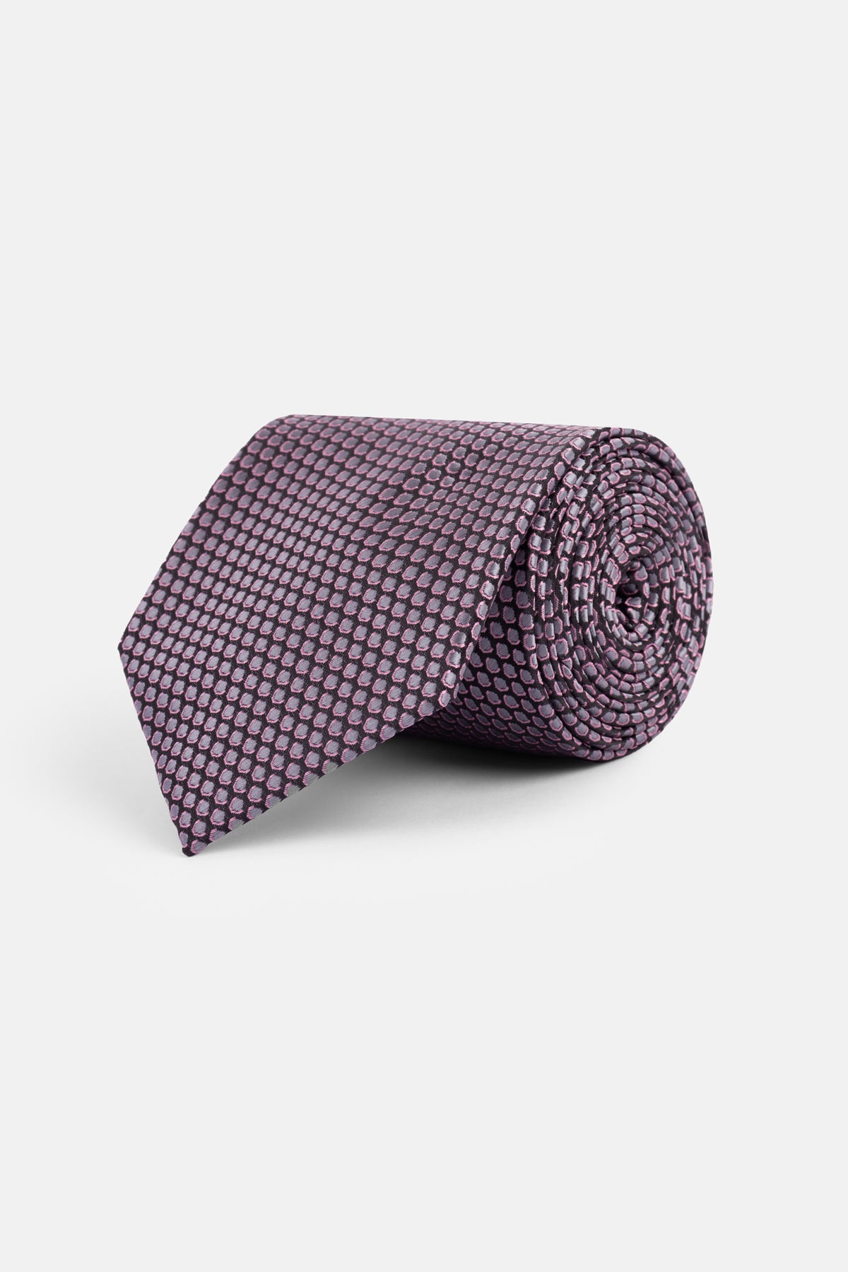 Jacquard Mauve Tie Necktie with Handkerchief - 1