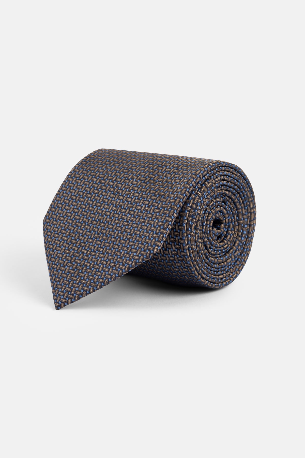 Jacquard Beige Tie Necktie with Handkerchief - 1