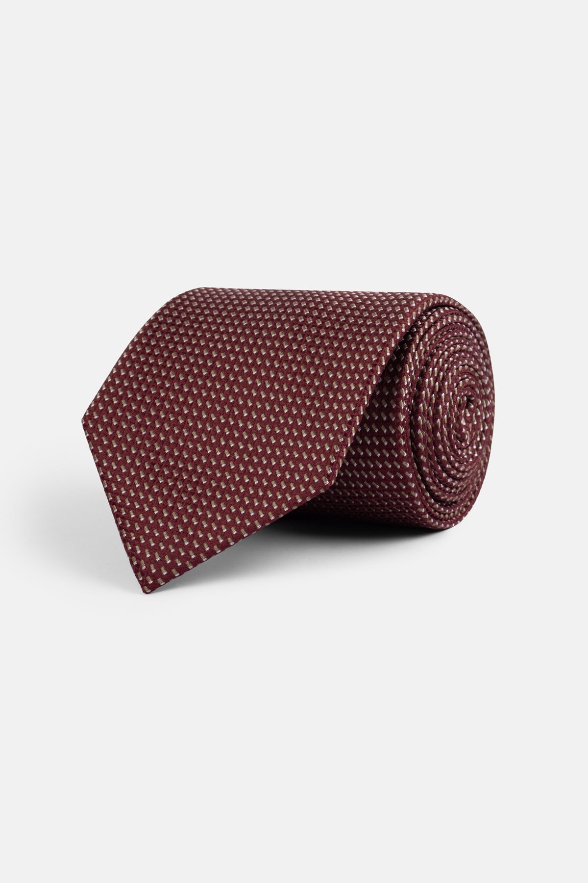 Jacquard Dark Red Tie Necktie with Handkerchief - 1