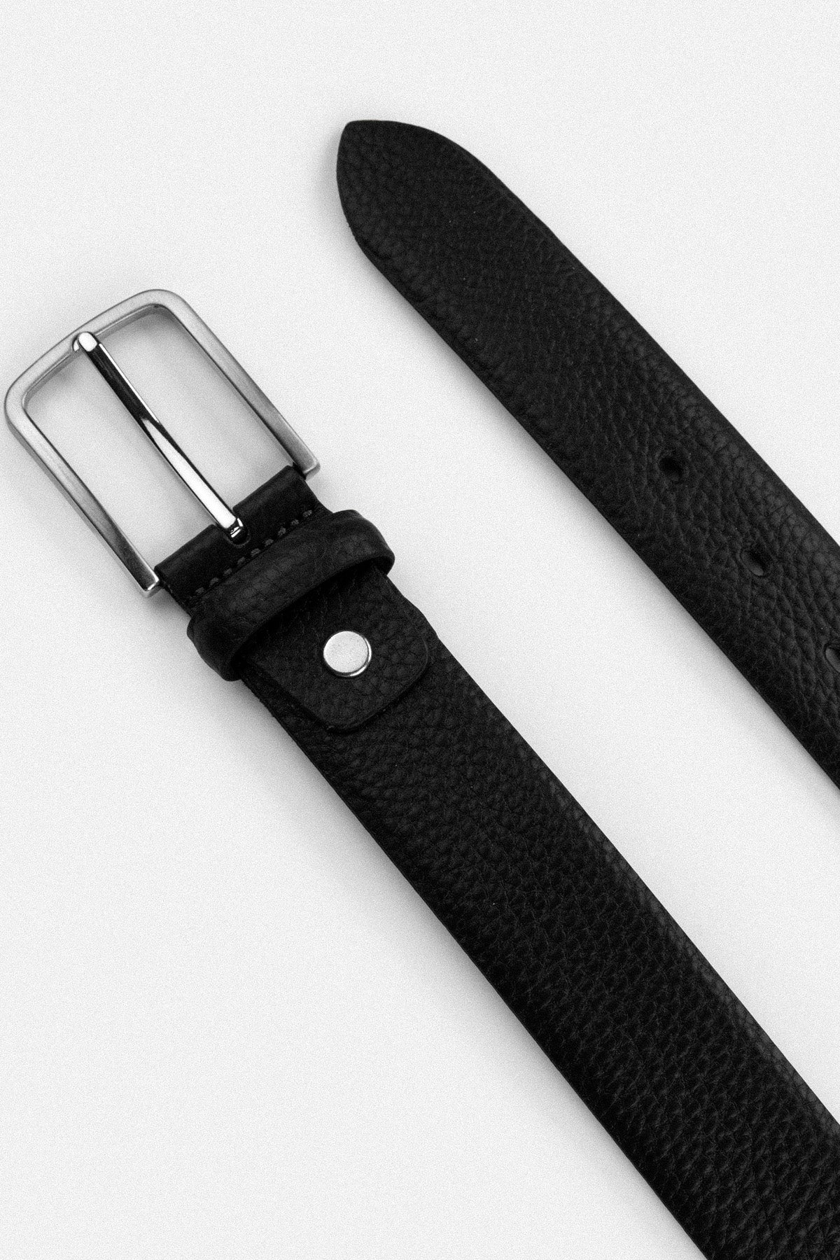 Black Classic Leather Belt - De Backers - 2
