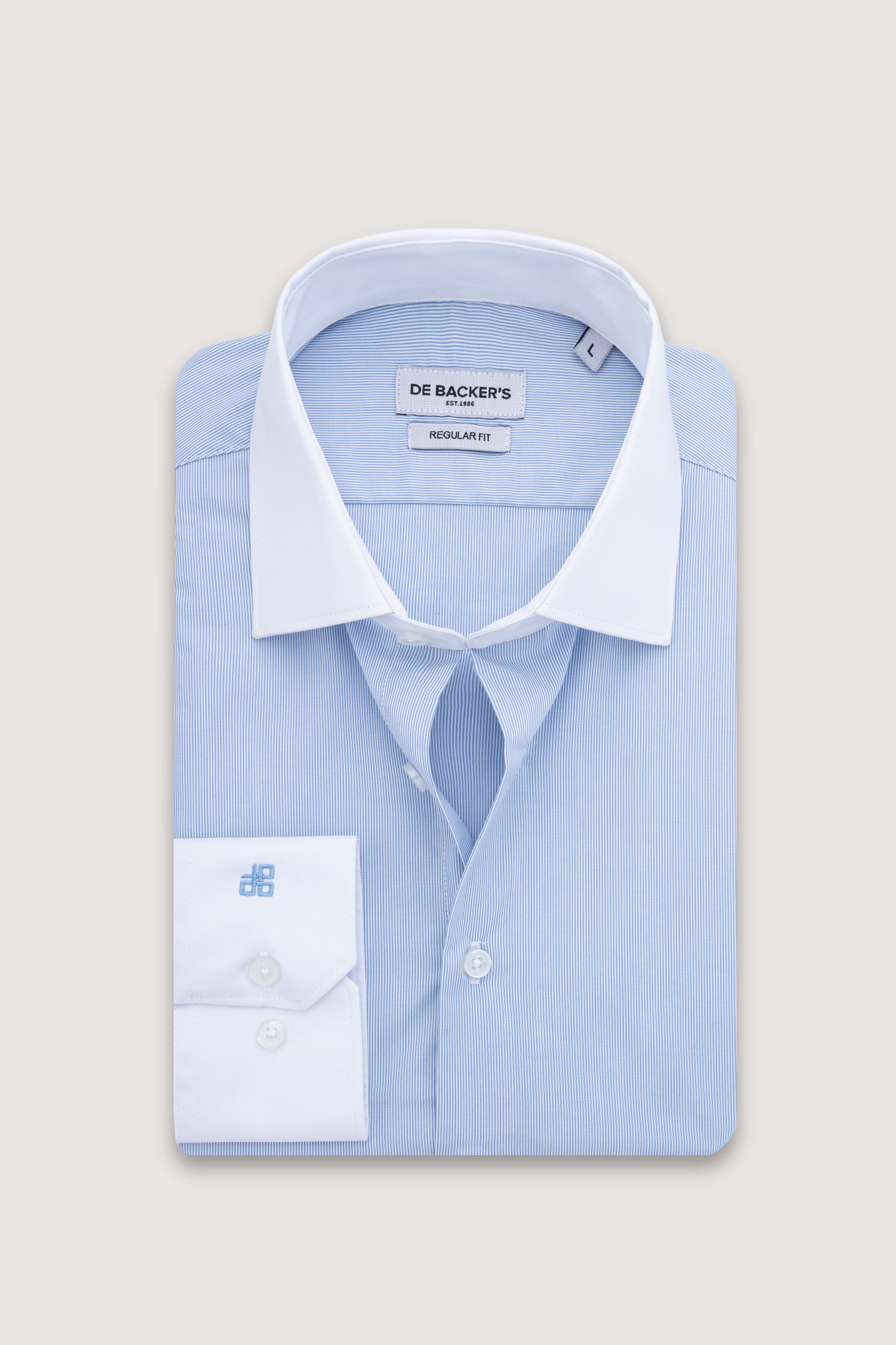 Light Blue Striped Bamboo Classics Shirt - De Backers - 1