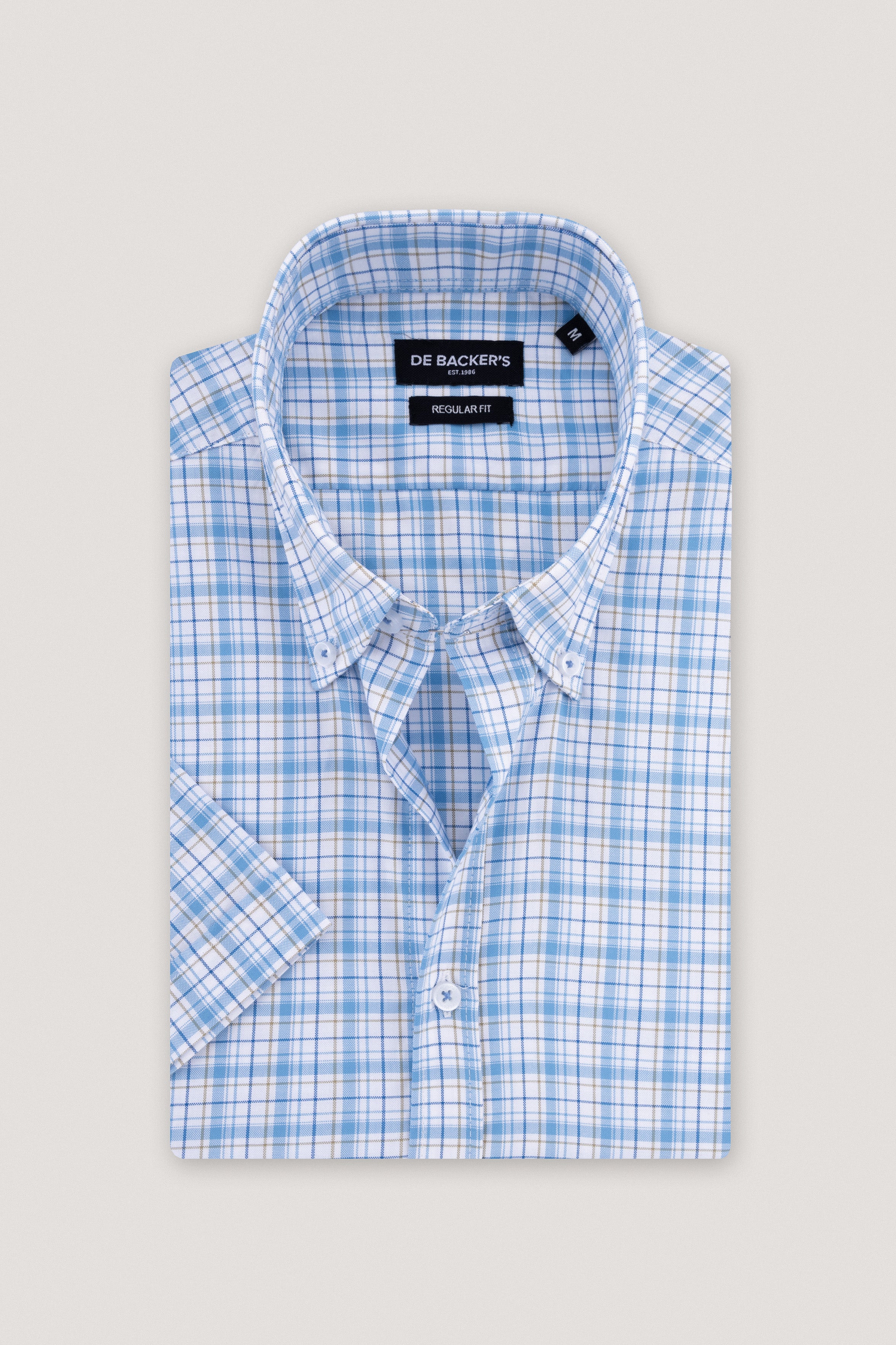 Light Blue Checked Short Sleeves Shirt