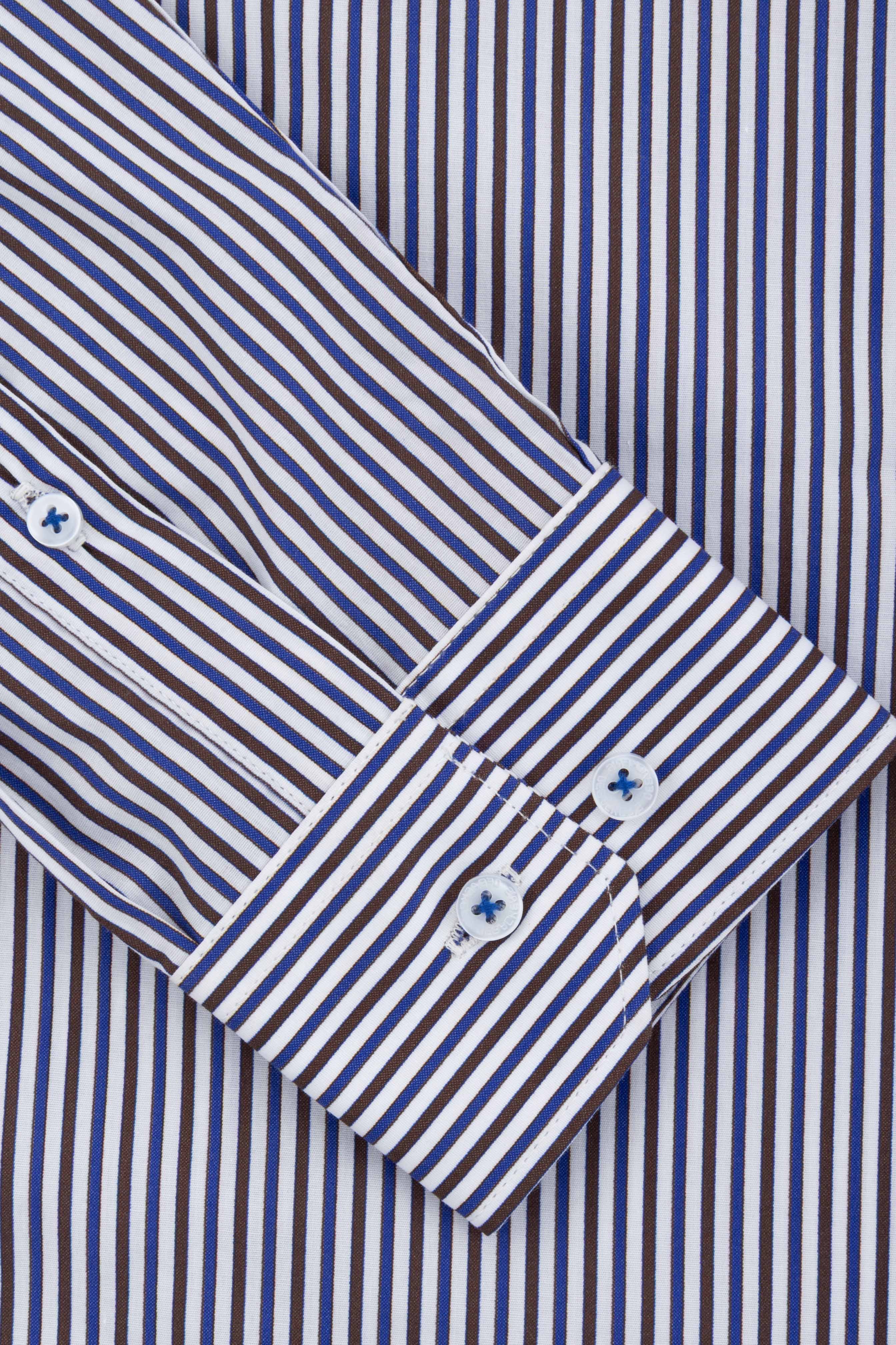 Brown Striped Smart Casual Shirt