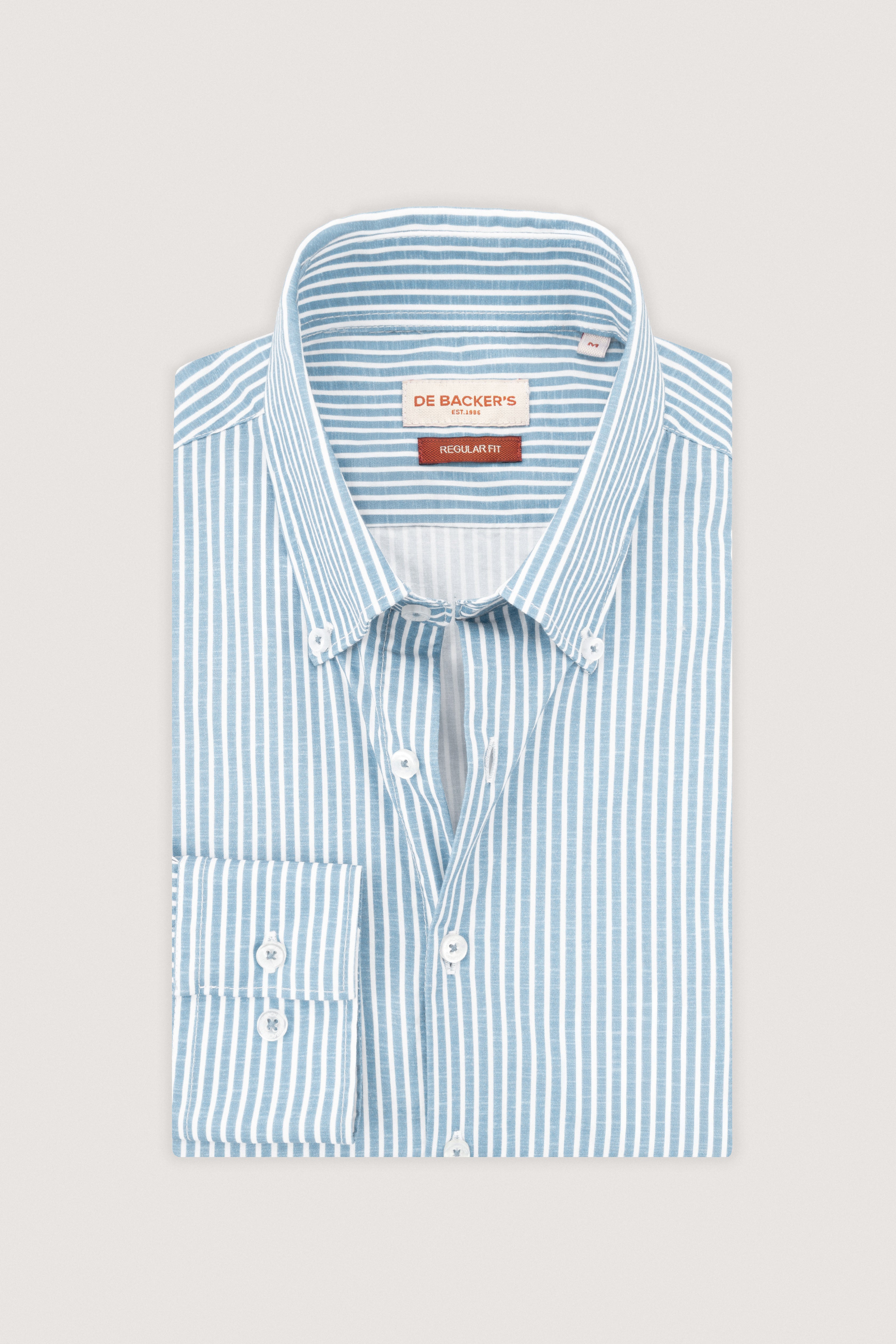 Turquoise Striped Smart Casual Shirt
