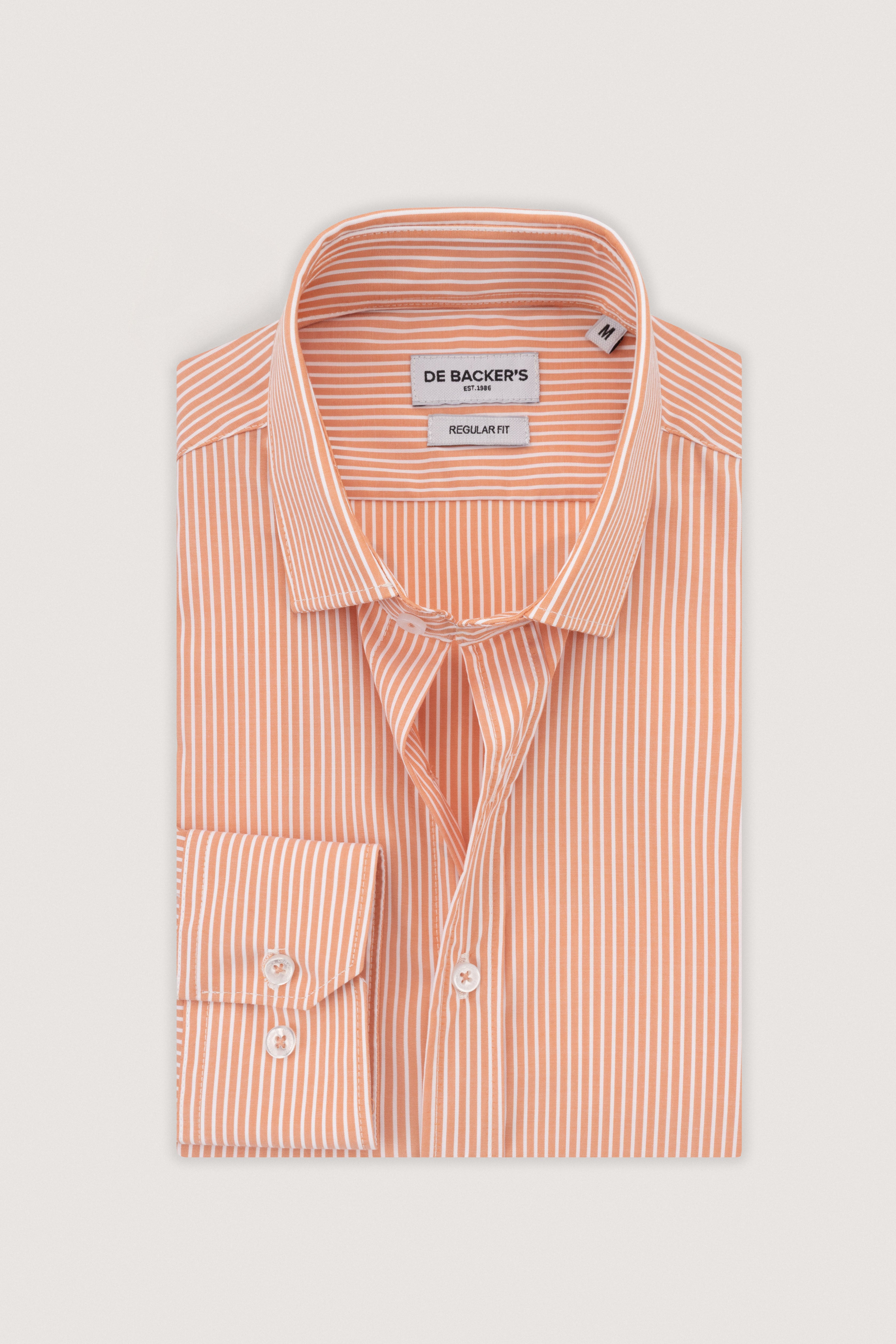 Orange Striped Smart Casual Shirt