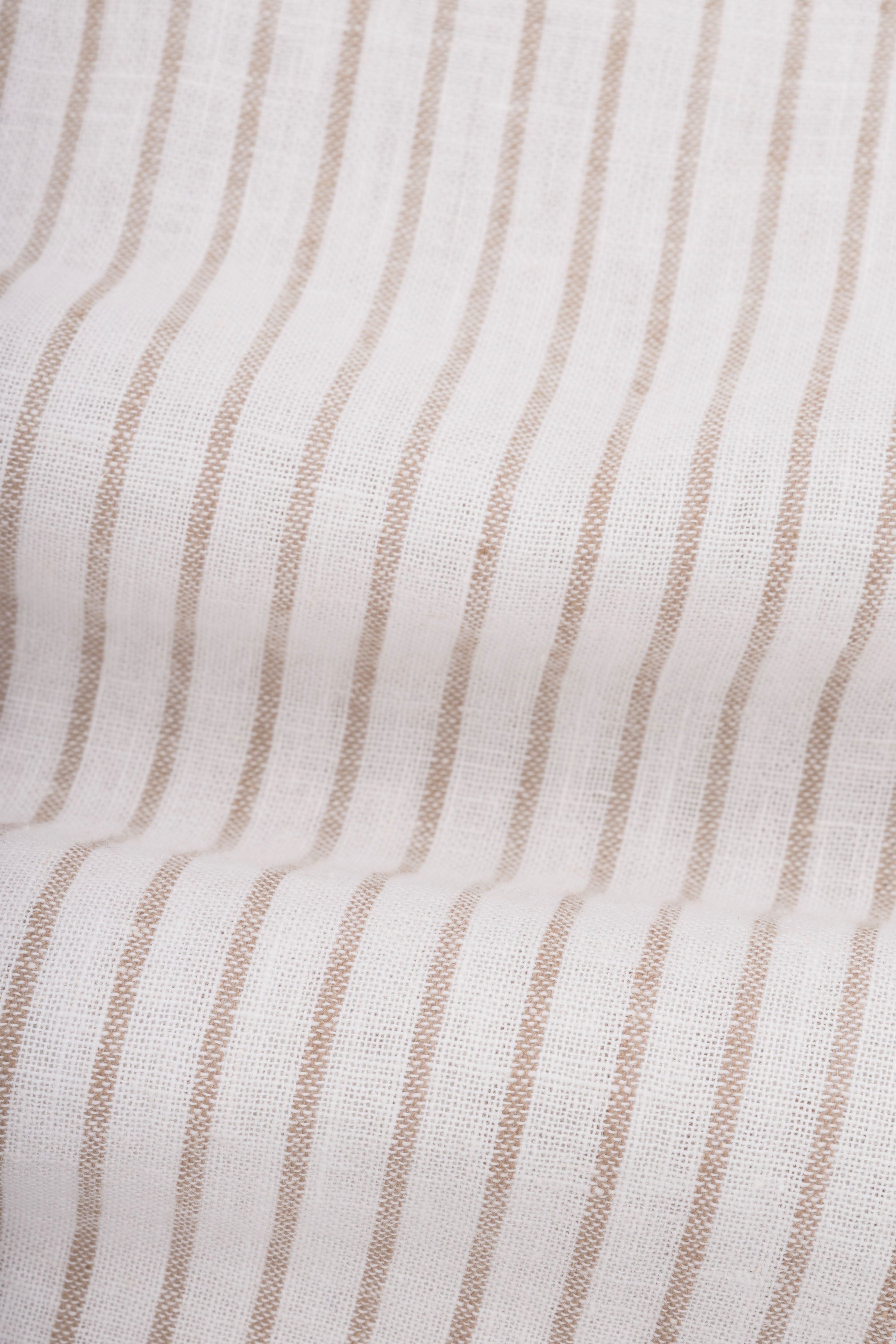 Coffee Striped Linin Blend Smart Casual Shirt