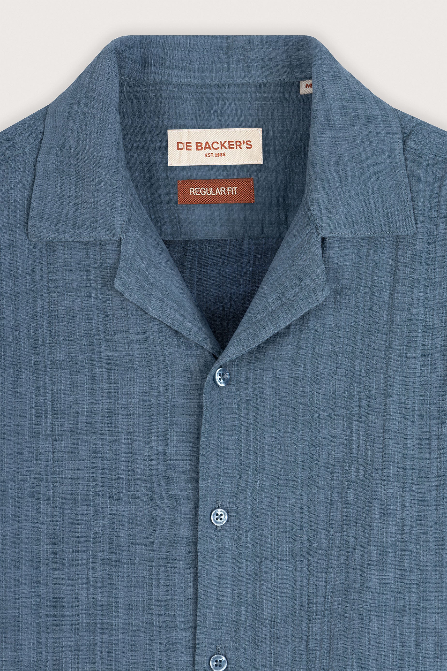 Petrol Blue Linen-Blend Short-Sleeve Shirt