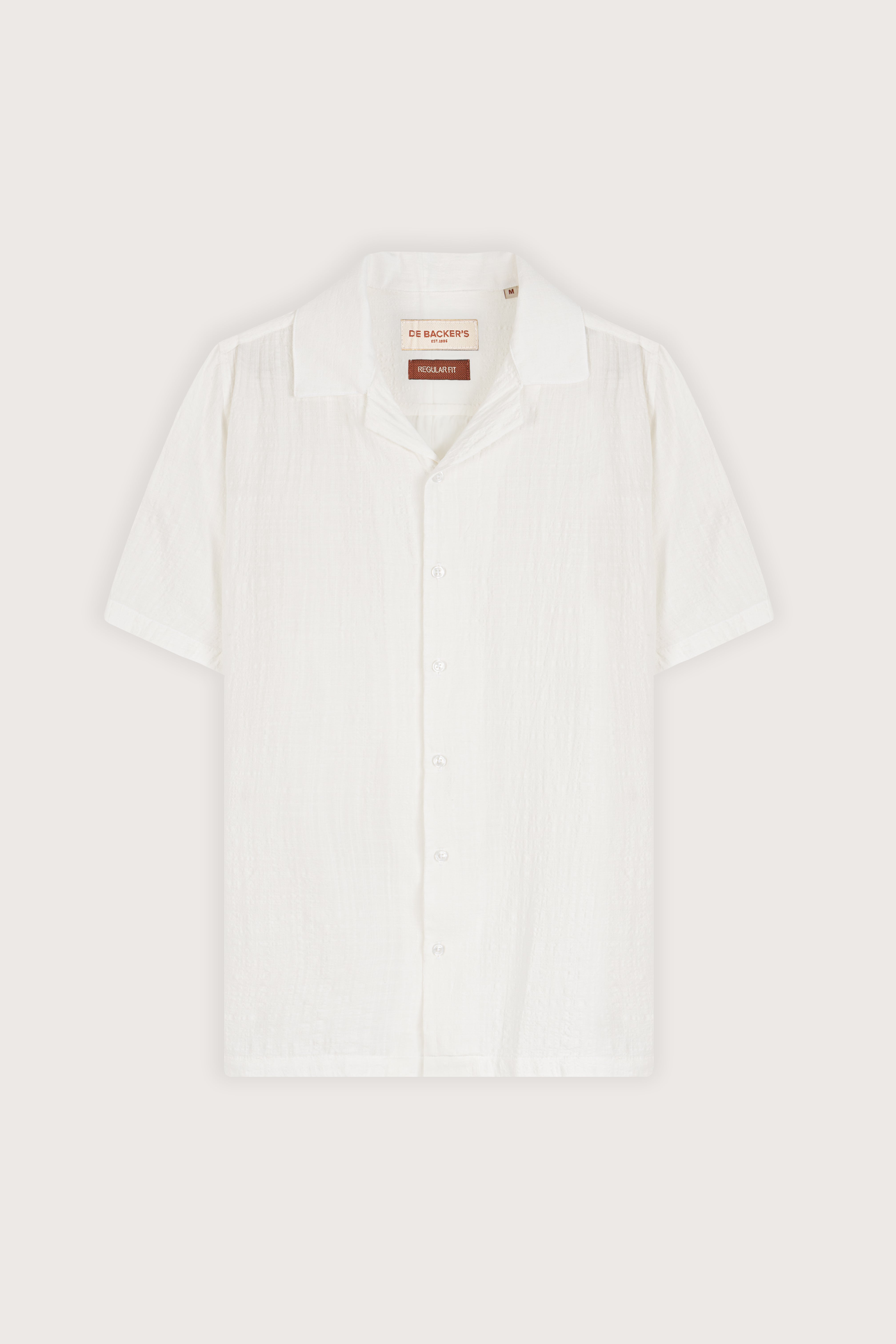 White Textured Short-Sleeve Shirt