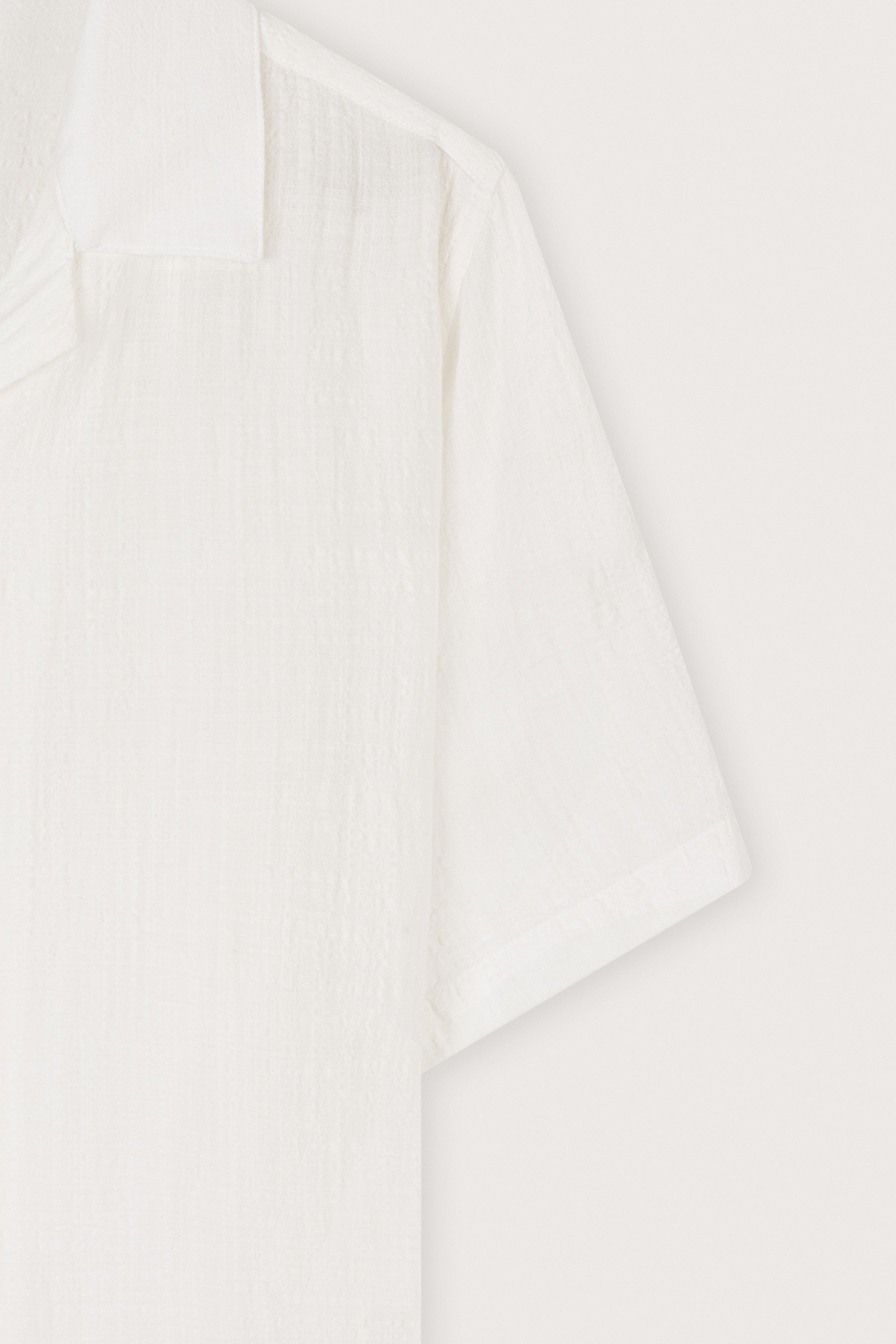 White Textured Short-Sleeve Shirt