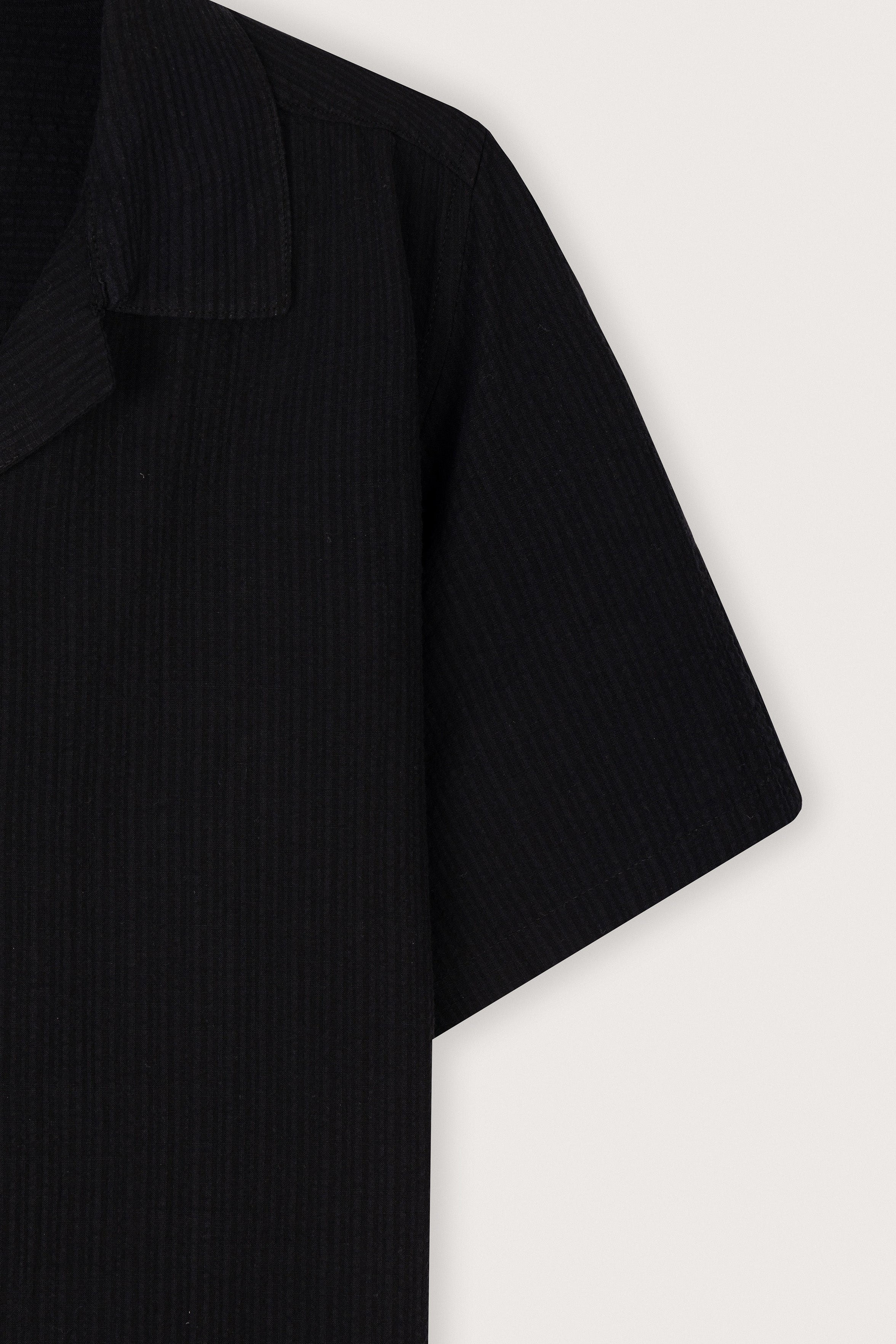 Black Striped Short-Sleeve Shirt