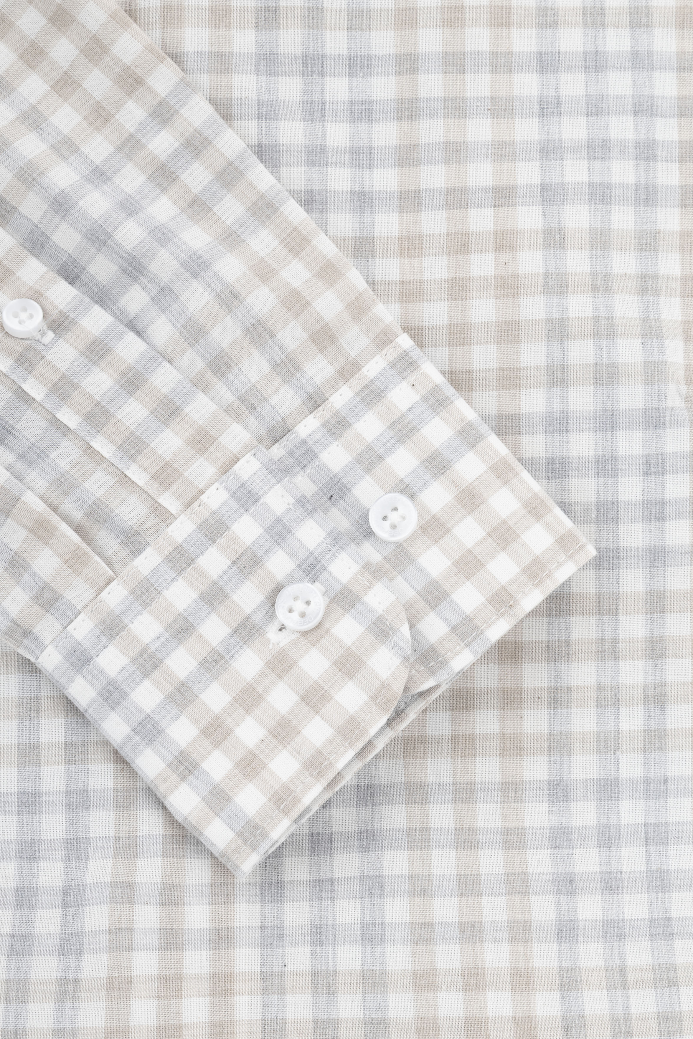 Light Beige Checked Casual Shirt