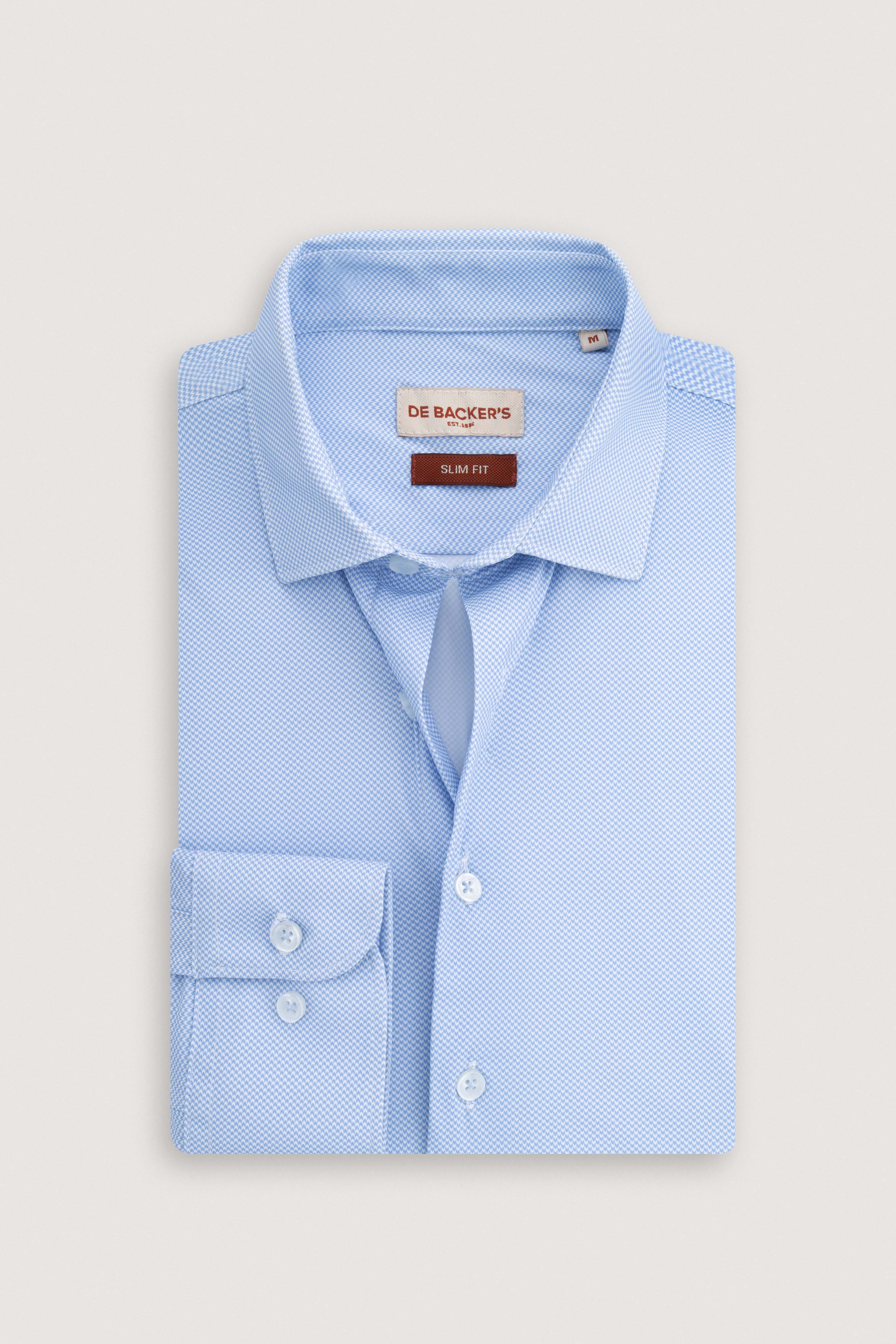 Light Blue Patterned Casual Shirt - De Backers - 1