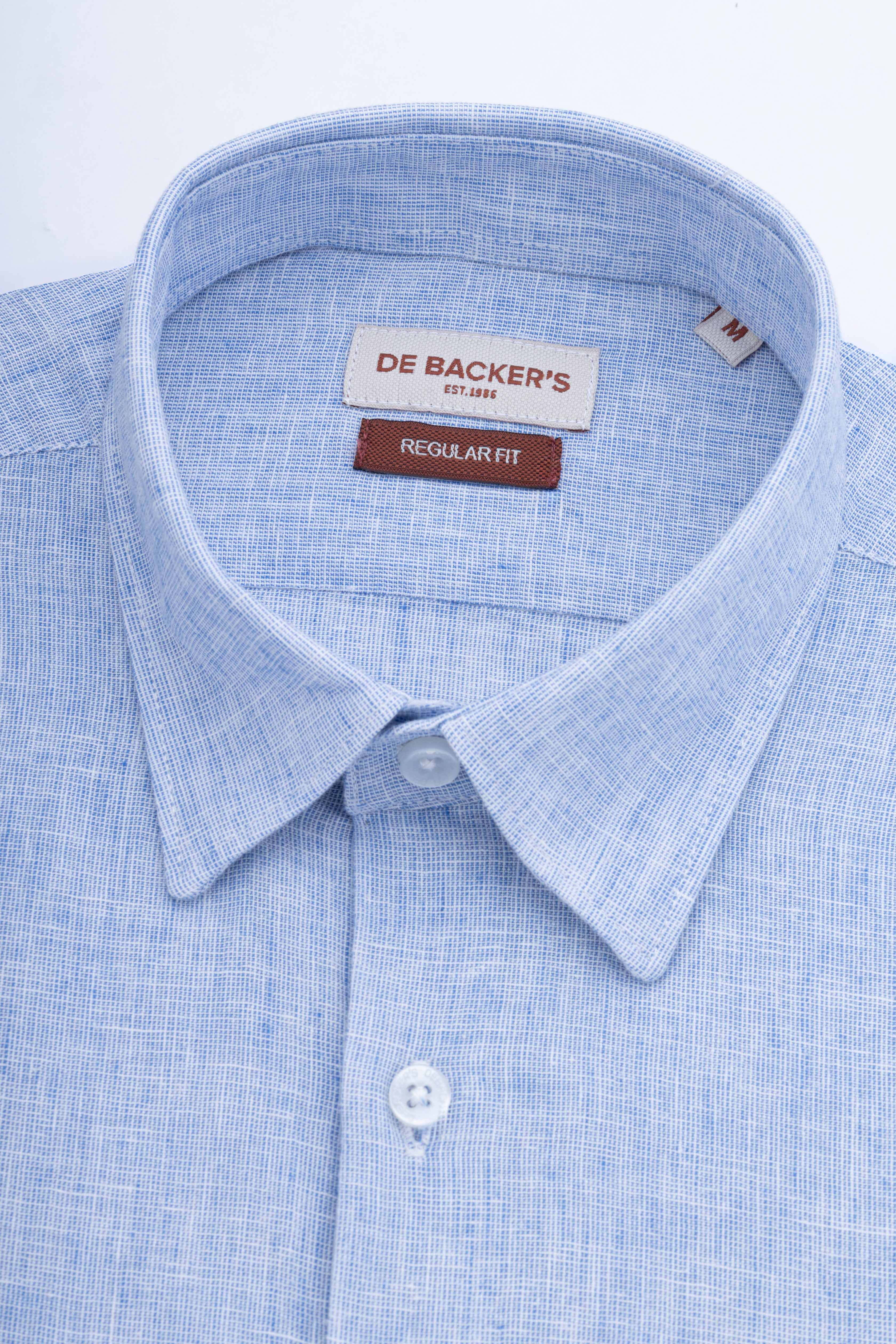 Light Blue Linen Blend Casual Shirt