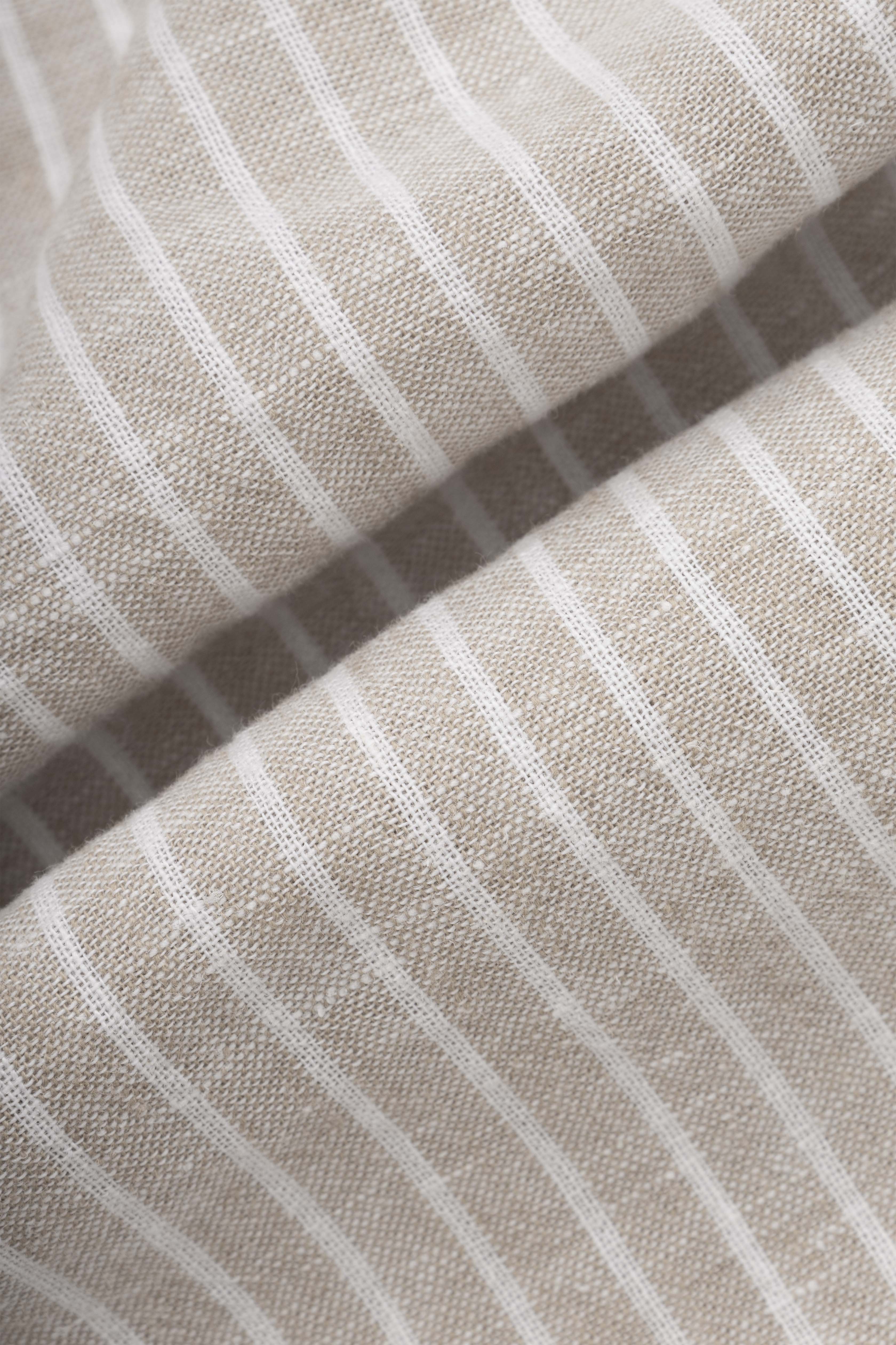 Beige Striped Linen Blend Casual Shirt