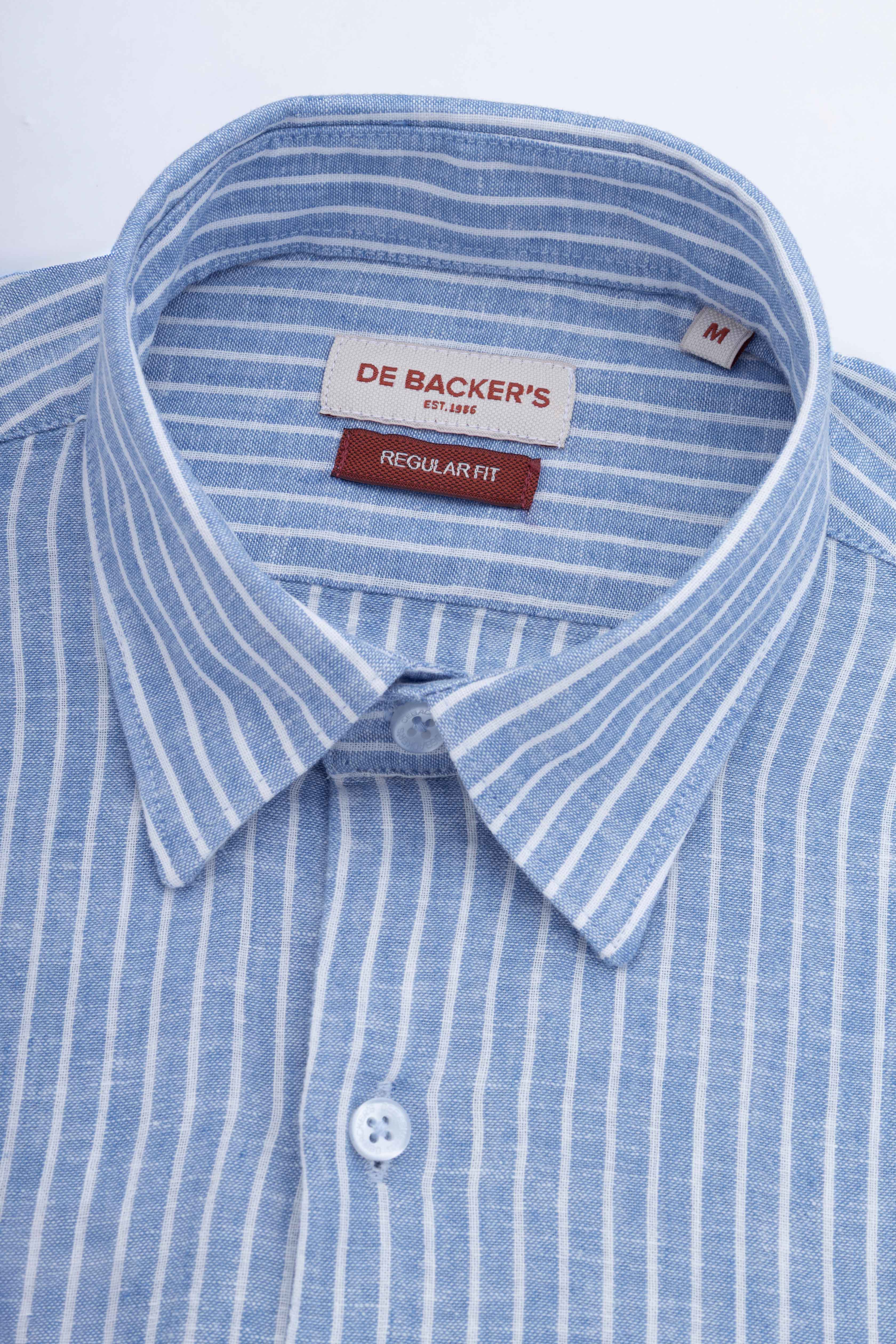 Blue Striped Linen Blend Casual Shirt
