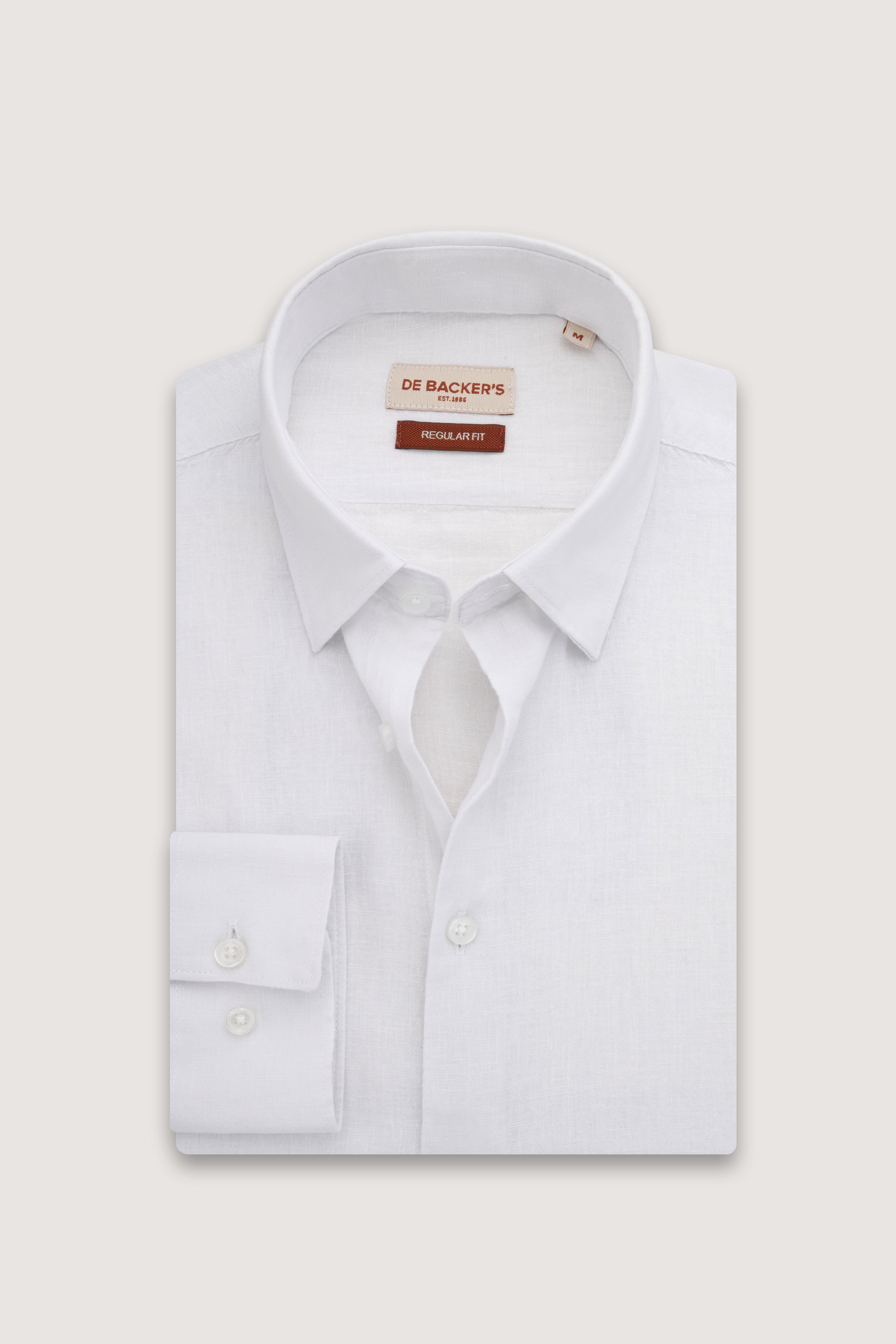 White Patterned Linen Blend Casual Shirt