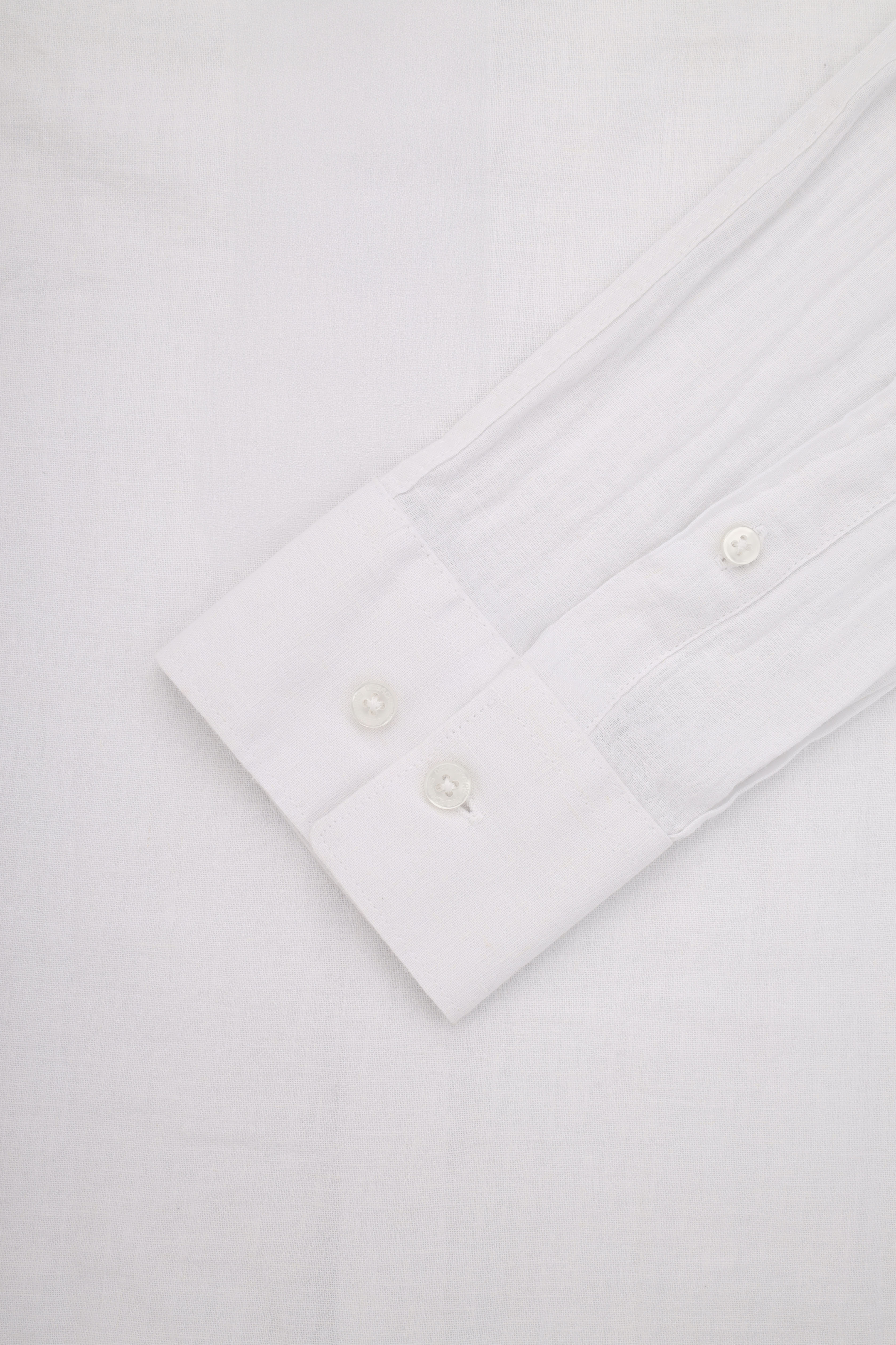 White Patterned Linen Blend Casual Shirt