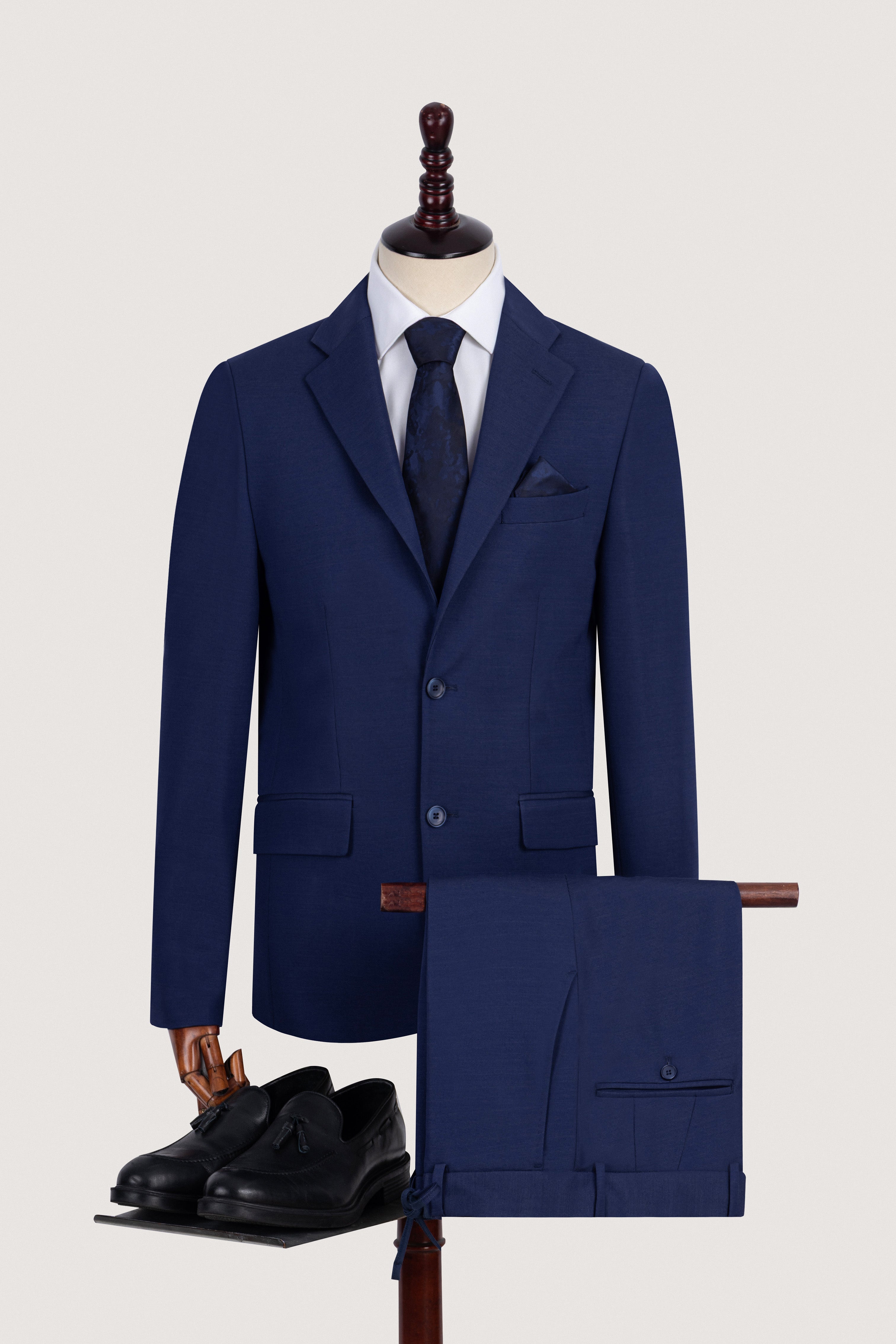 Navy Patterned Classic suit