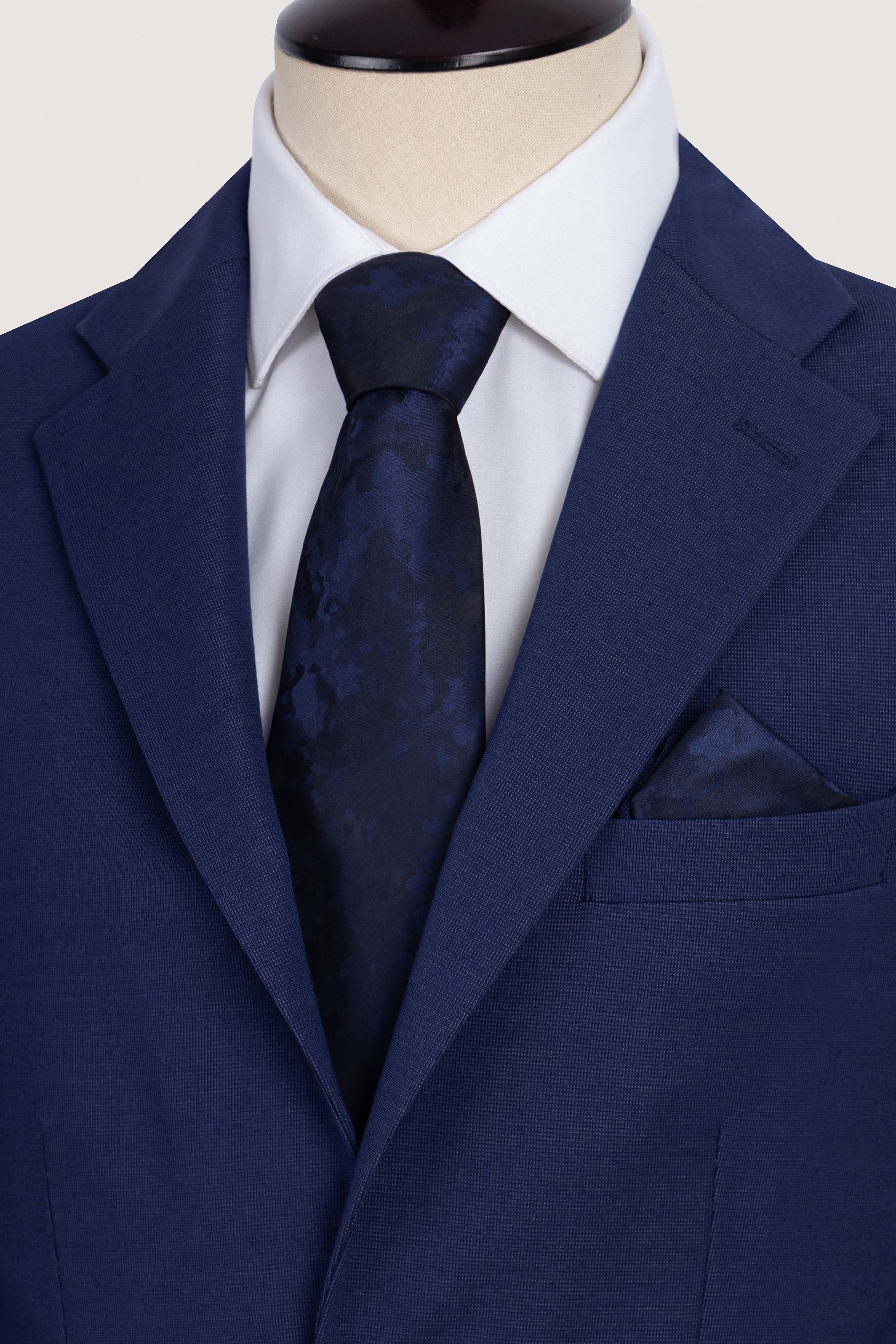 Navy Patterned Classic suit