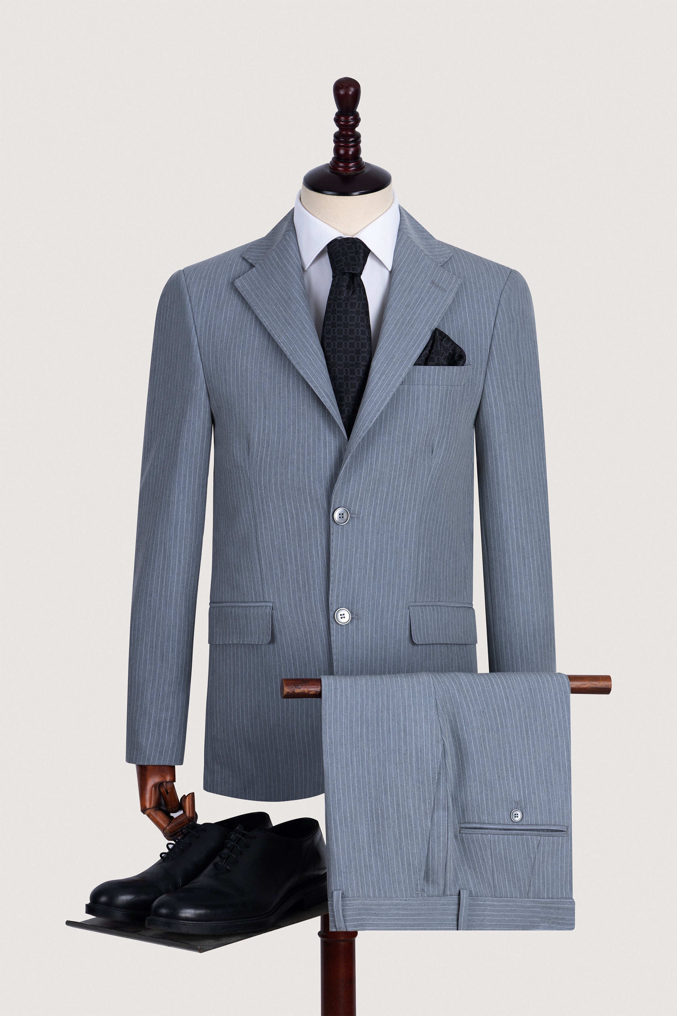 Light Gray Striped Formal Suit