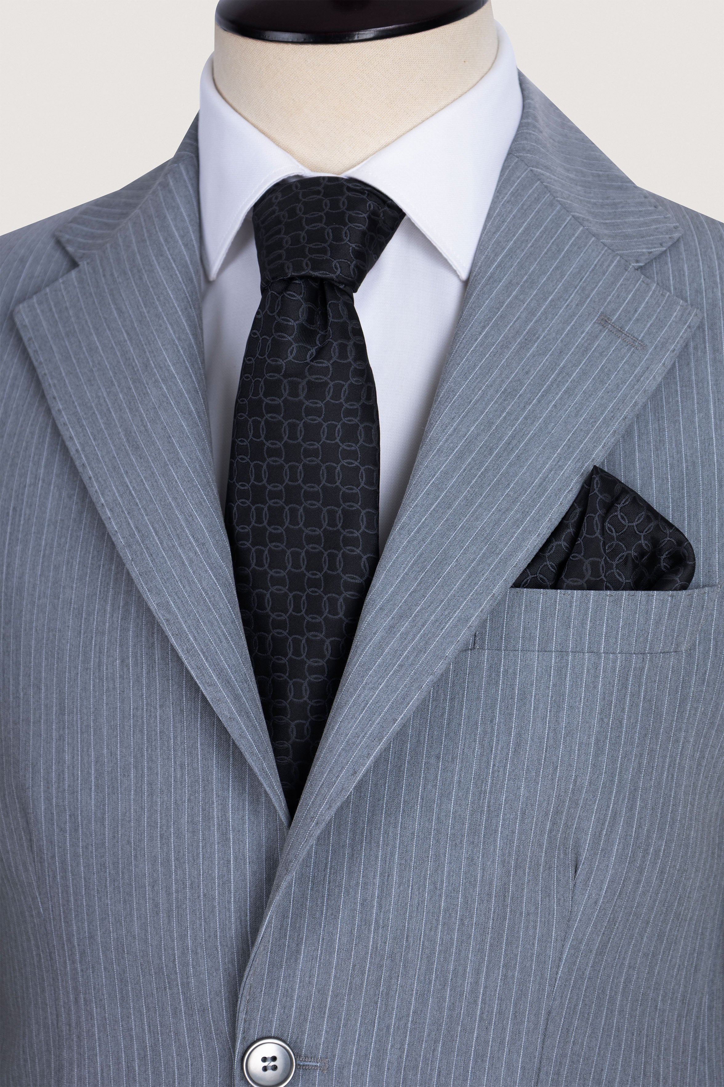 Light Gray Striped Formal Suit