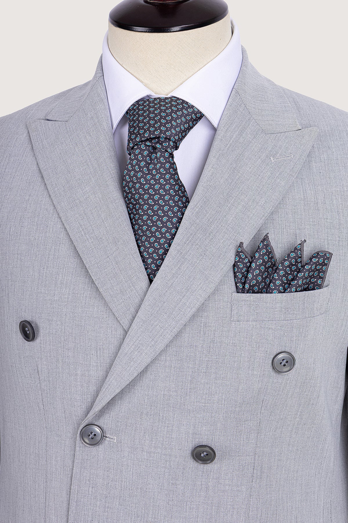 Light Grey Double Breasted Suit - De Backers - 2