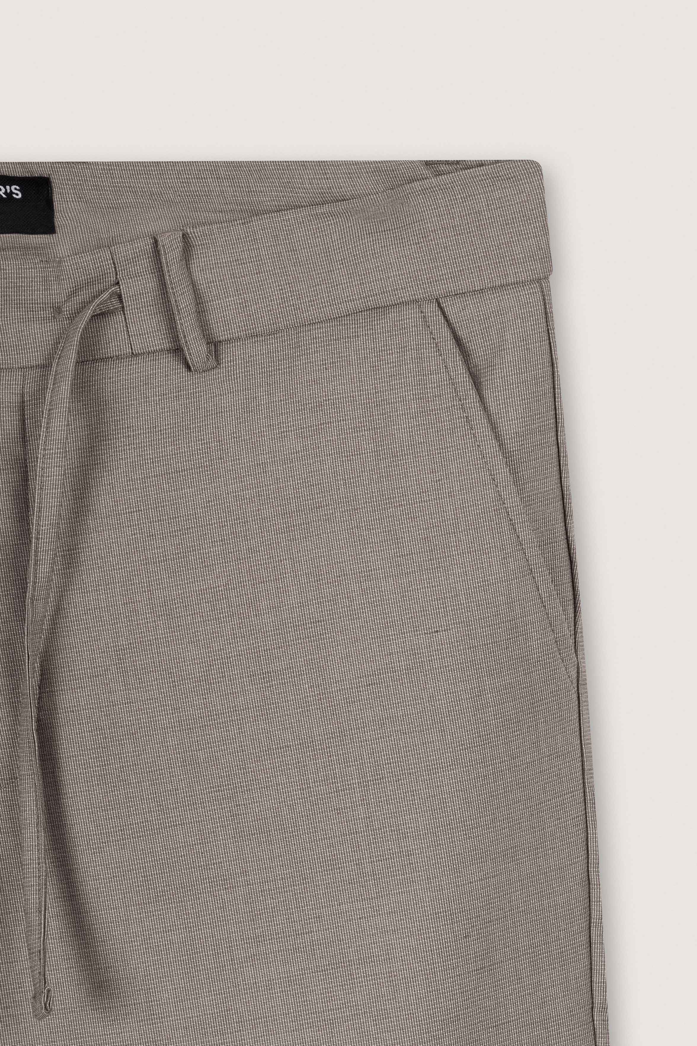 Brown Beige Woven Texture Casual Pants
