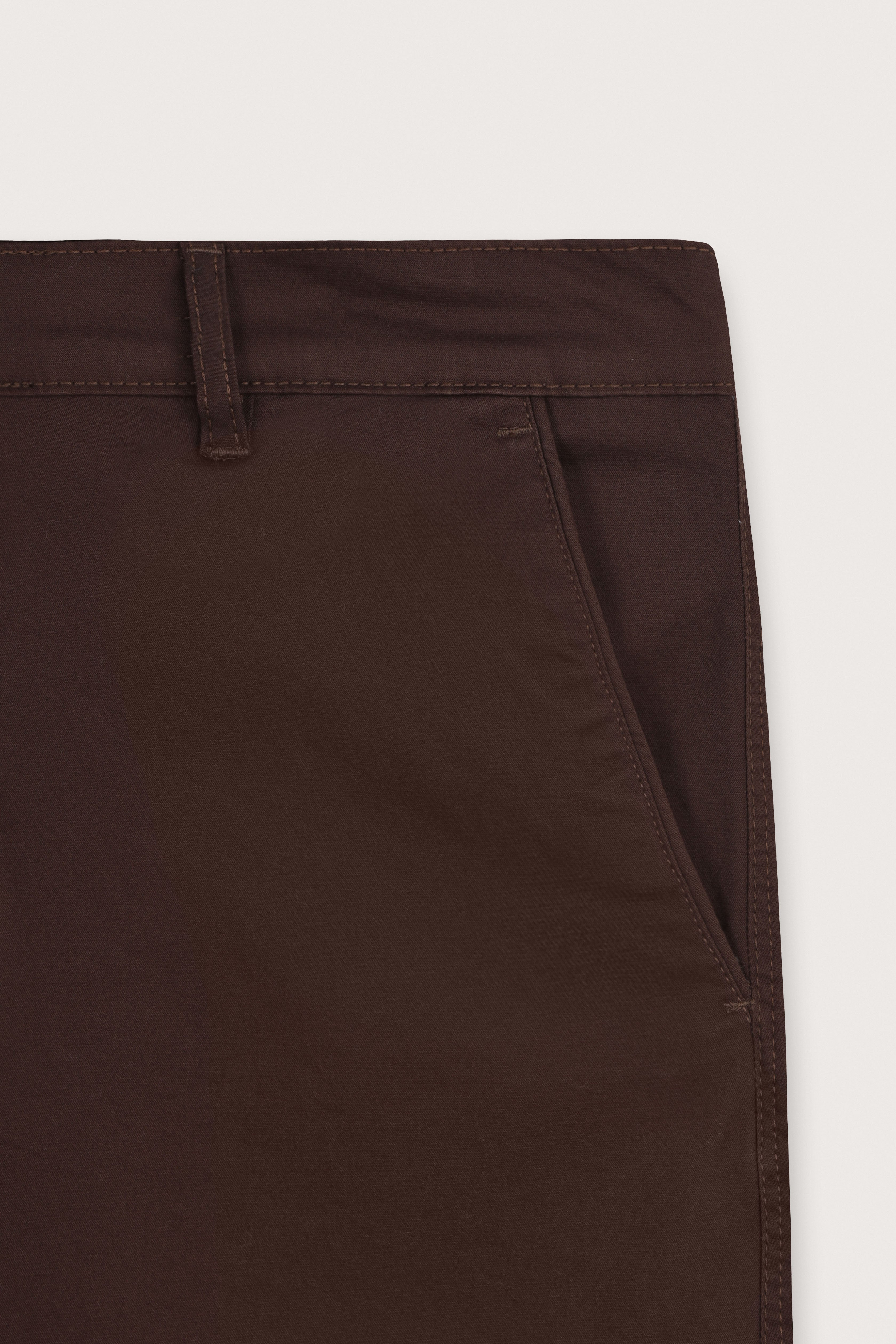 Dark Brown Gabardine Chino Pants - De Backers - 3