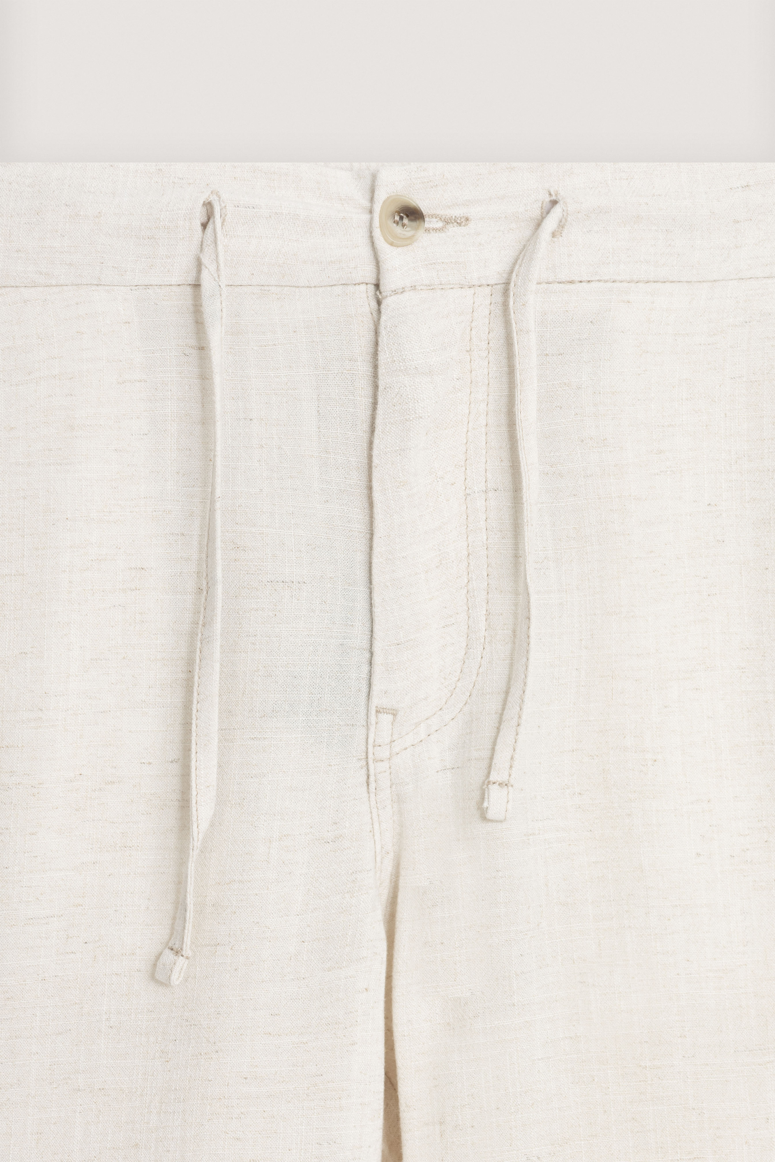 Beige Linen Look Casual Pants