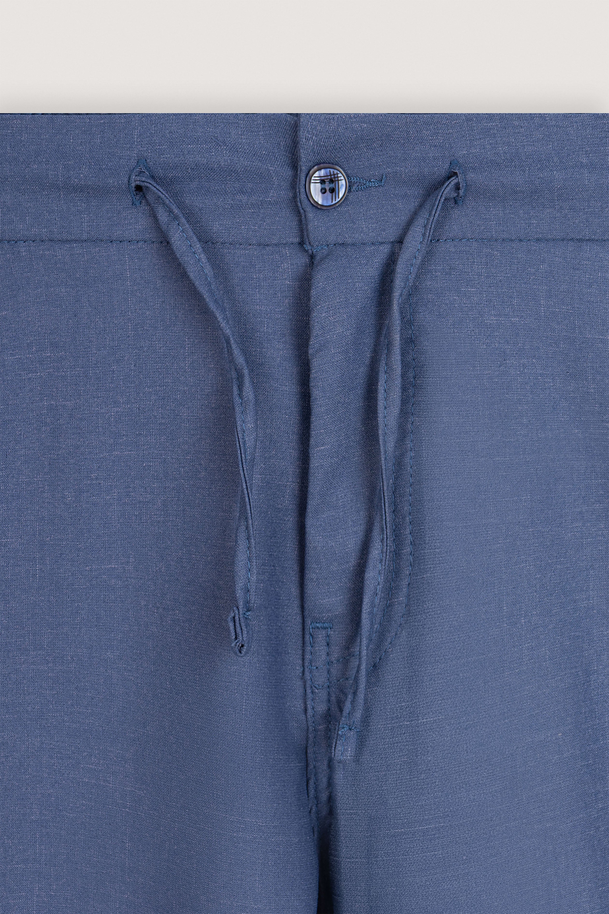 Petroleum Blue Linen Look Casual pants - De Backers - 2