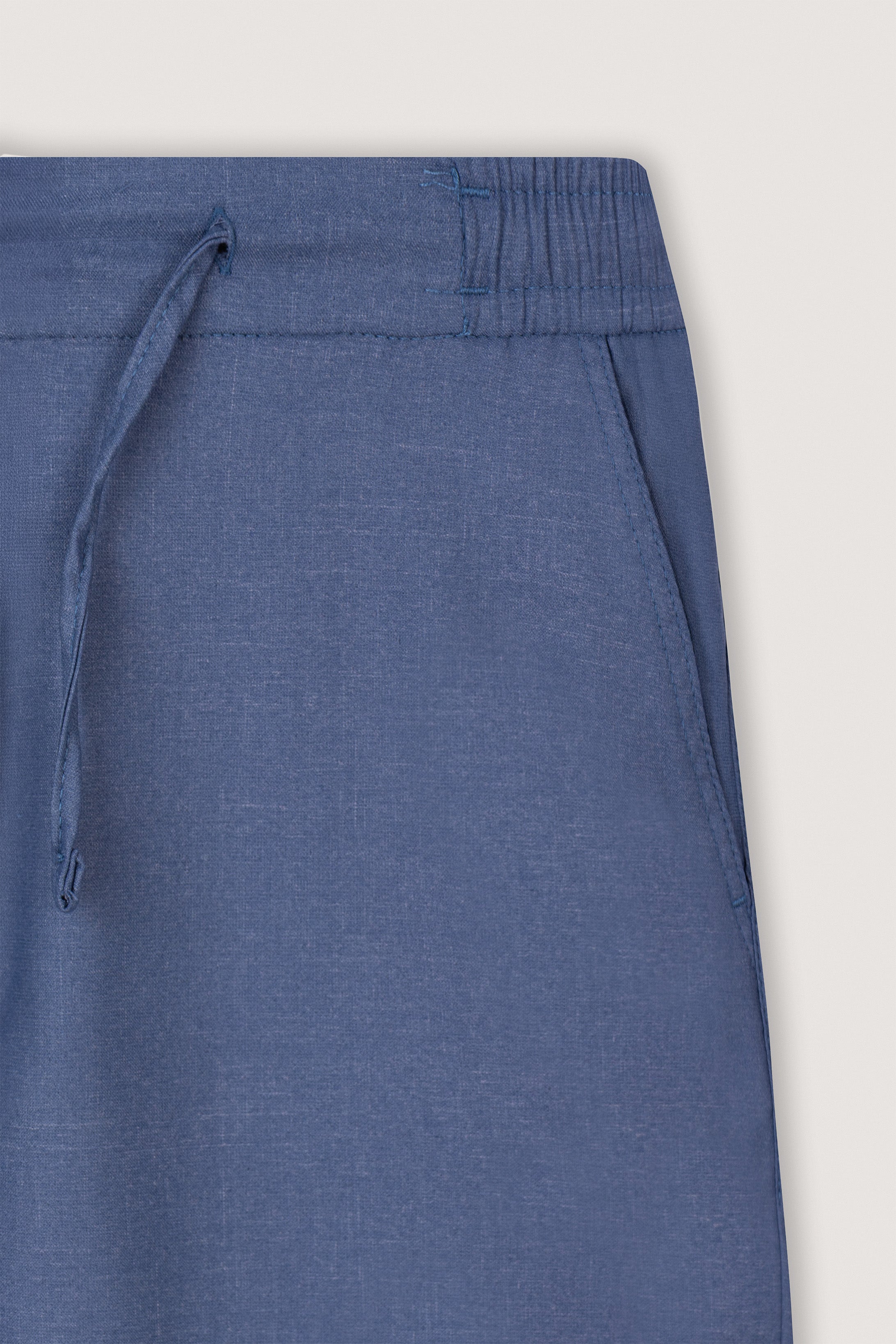 Petroleum Blue Linen Look Casual pants - De Backers - 3