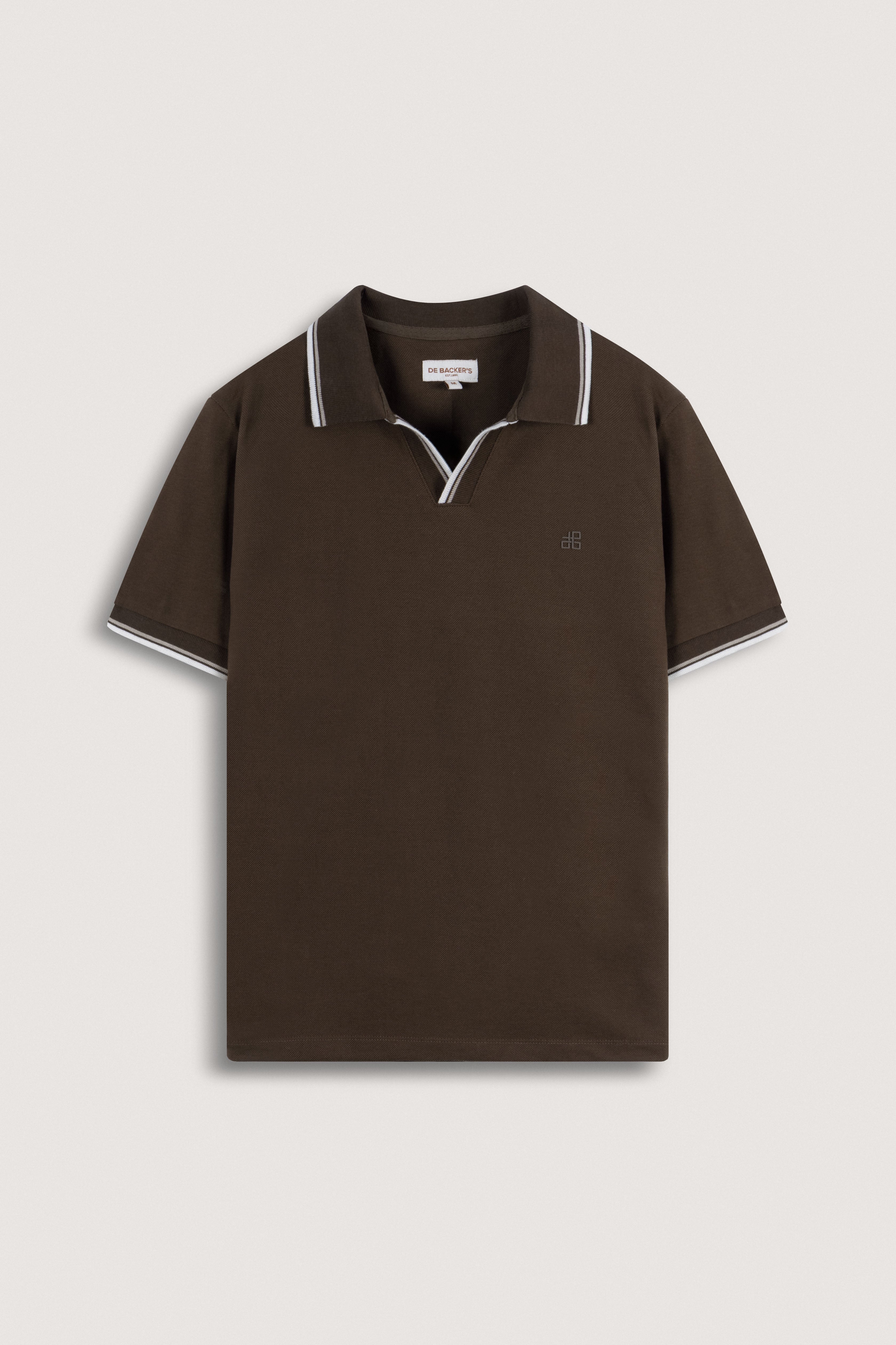 Brown Pique V neck Polo