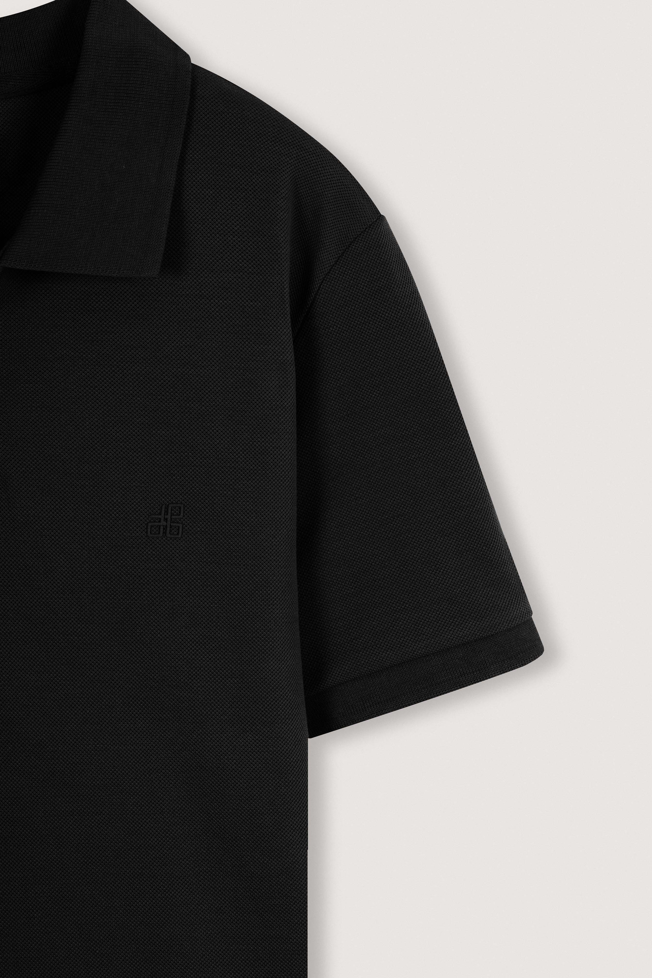 Black Pique Polo T-Shirt