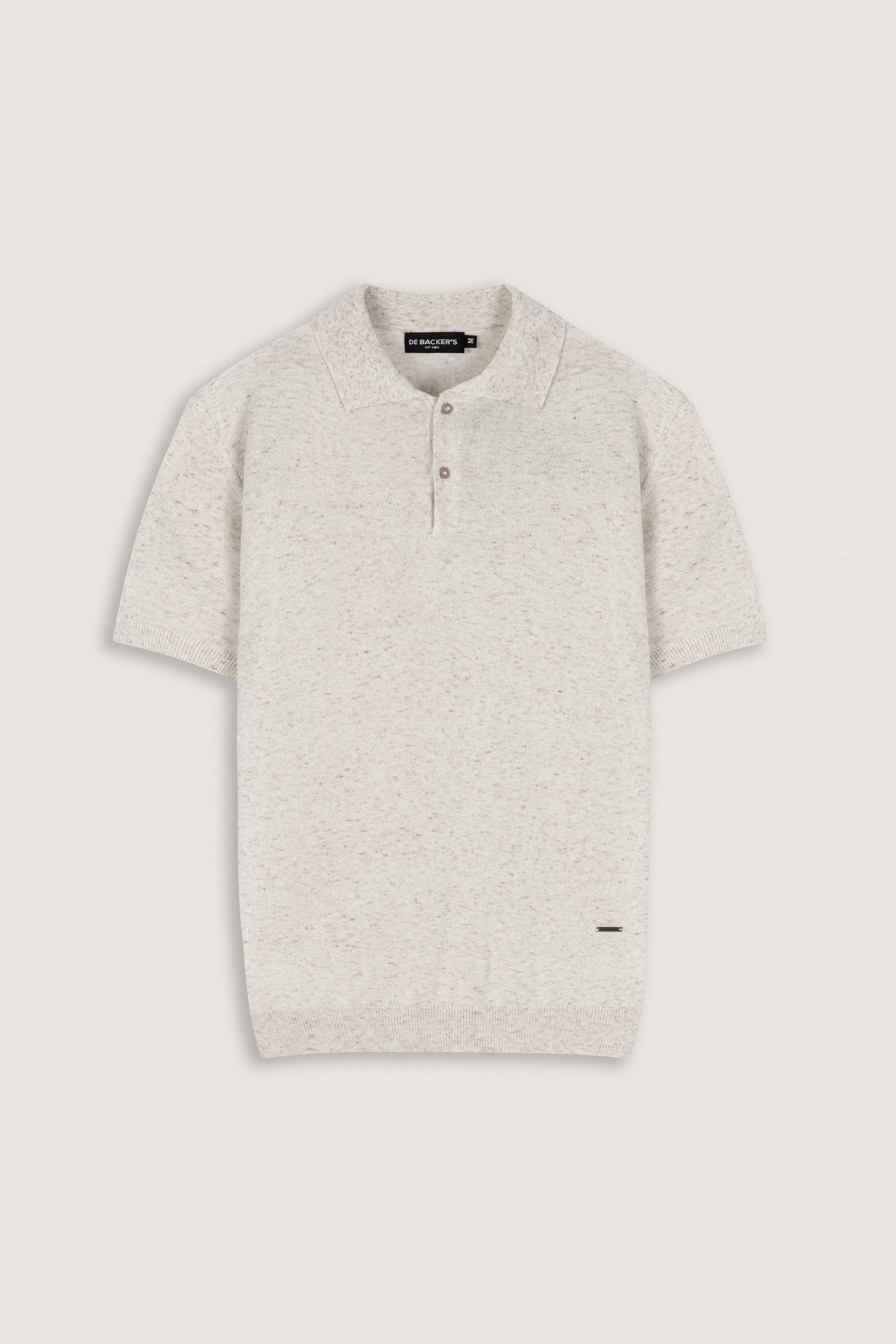 Beige Knitted Linen Look Polo T-Shirt