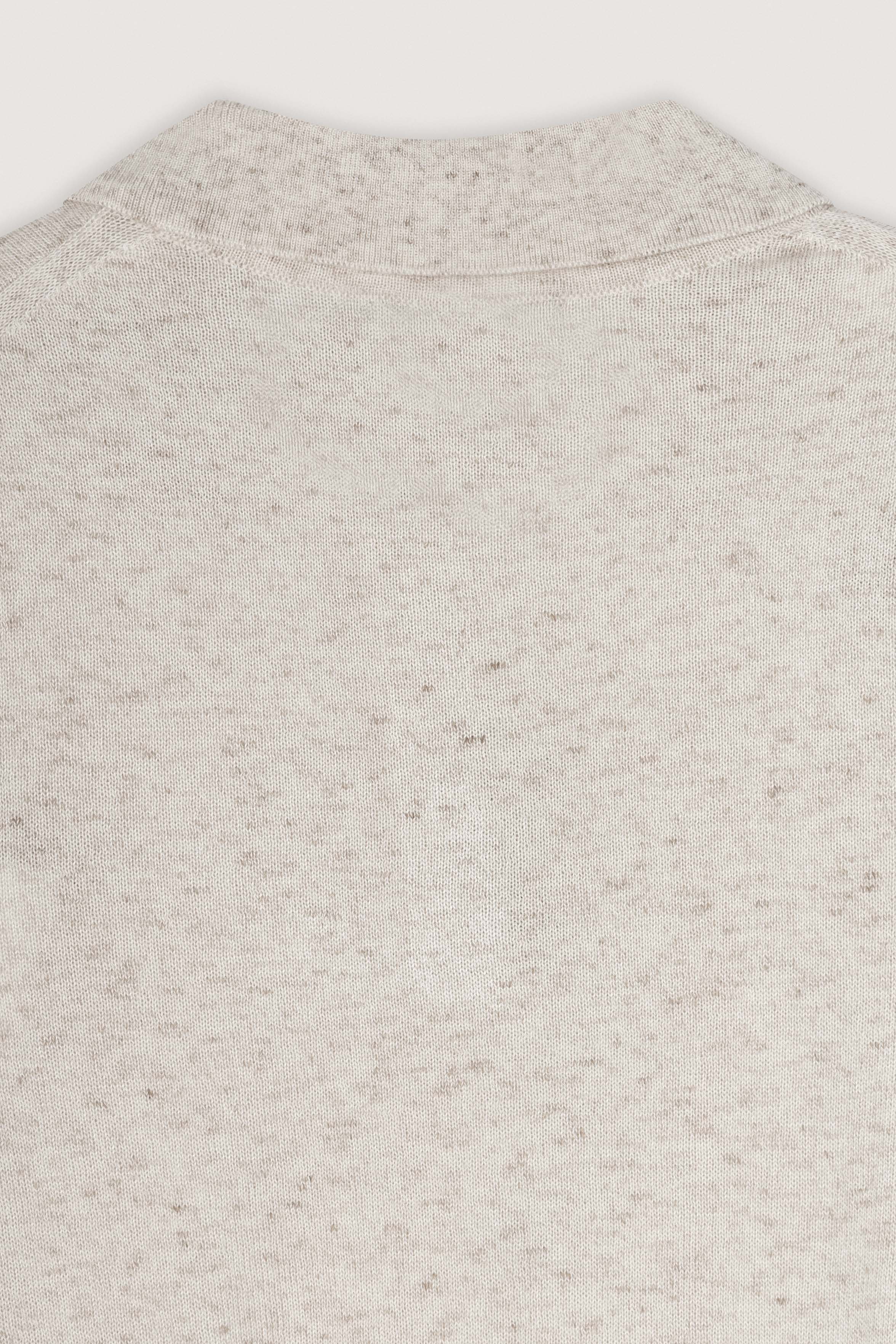 Beige Knitted Linen Look Polo T-Shirt