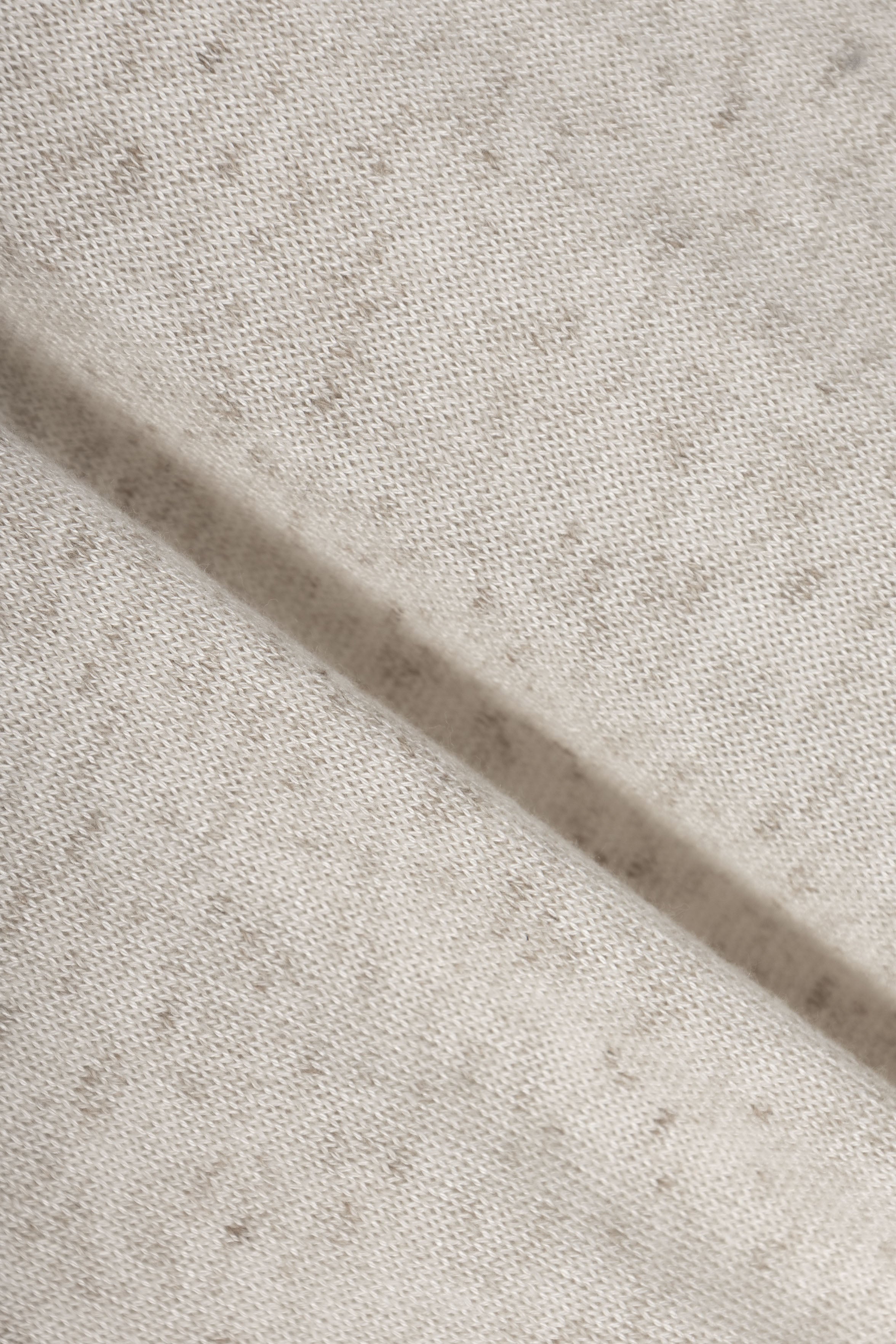Beige Knitted Linen Look Polo T-Shirt
